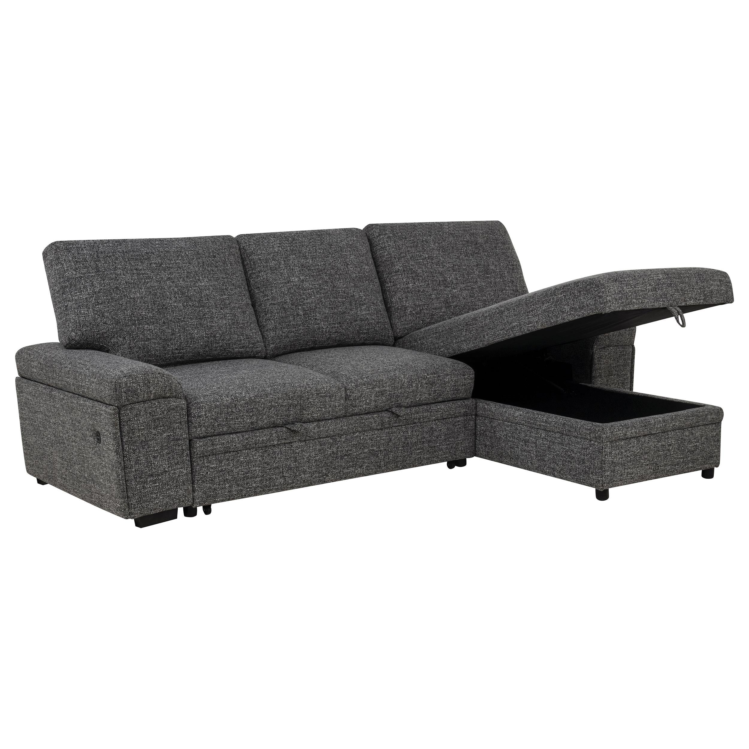  Coaster Furniture Demko 500355 Sleeper Sectional Sofa with Speaker and Storage Chaise - Granite IMAGE 12