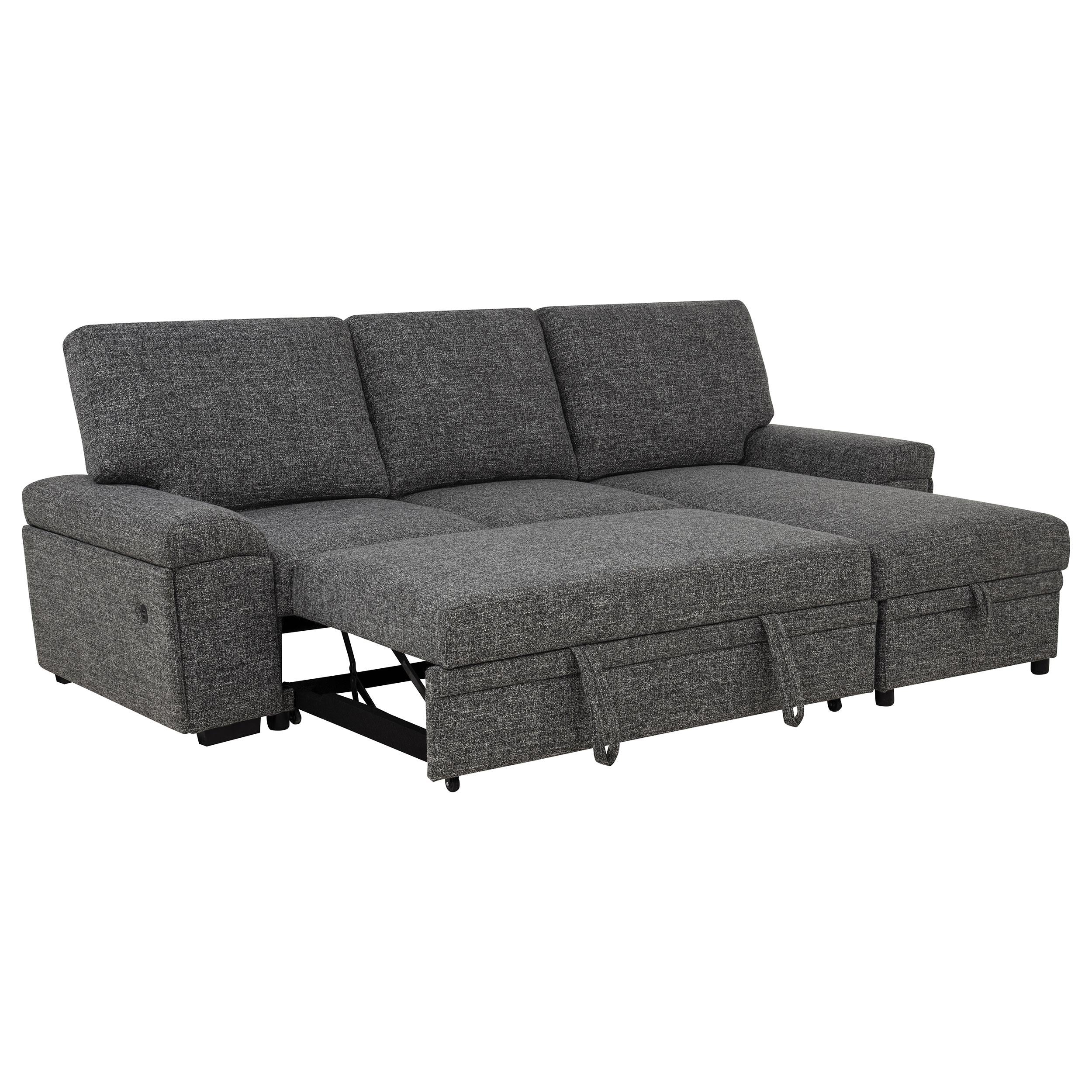  Coaster Furniture Demko 500355 Sleeper Sectional Sofa with Speaker and Storage Chaise - Granite IMAGE 14