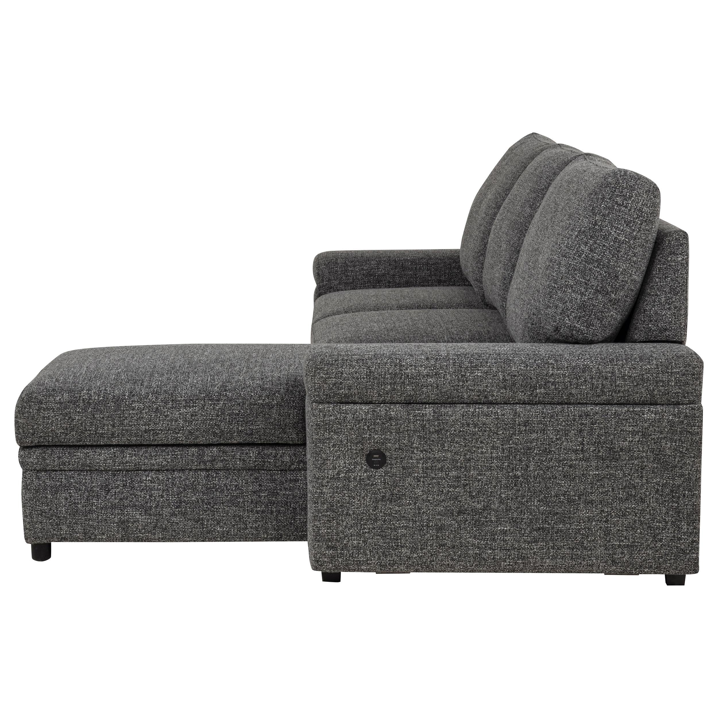  Coaster Furniture Demko 500355 Sleeper Sectional Sofa with Speaker and Storage Chaise - Granite IMAGE 4