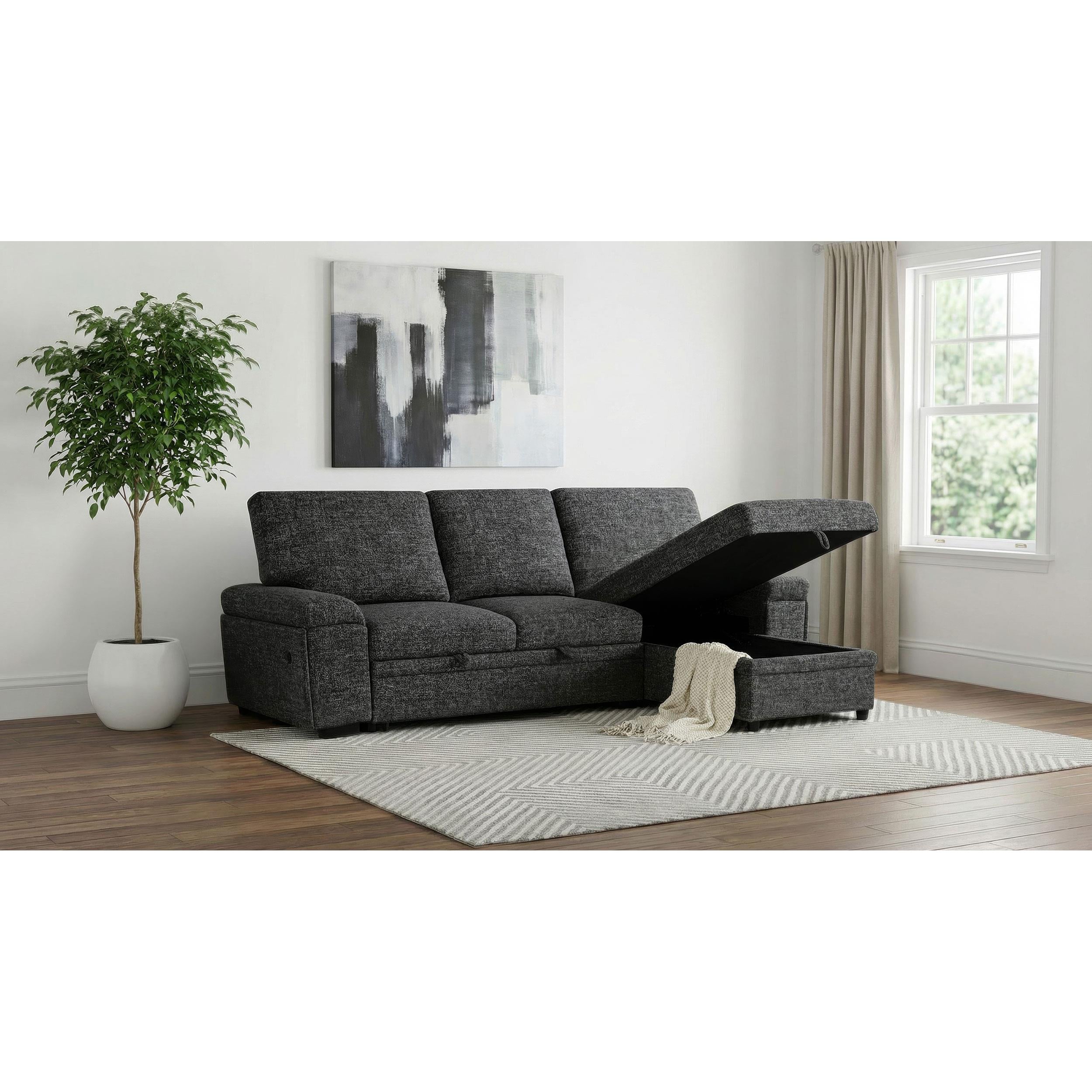  Coaster Furniture Demko 500355 Sleeper Sectional Sofa with Speaker and Storage Chaise - Granite IMAGE 6