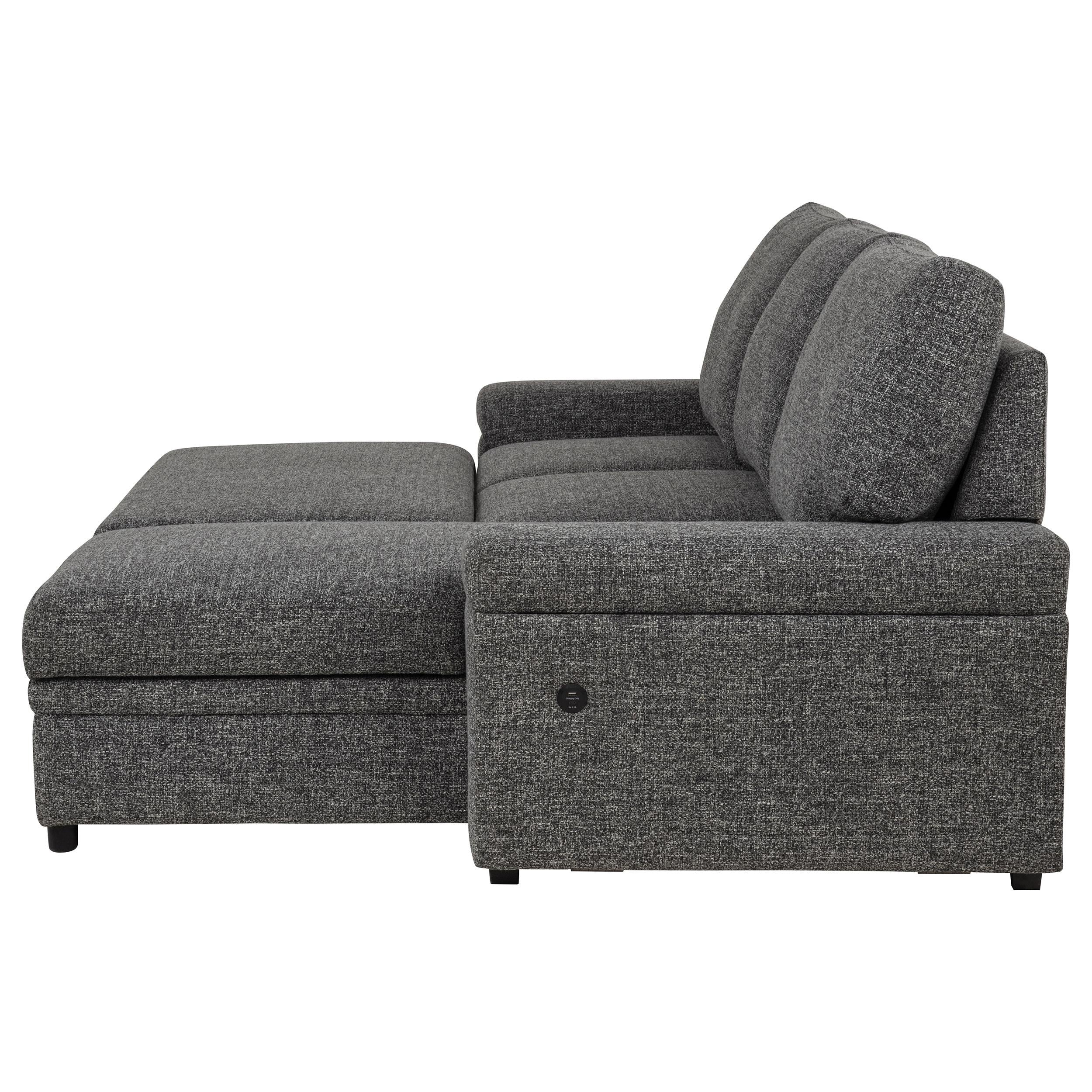  Coaster Furniture Demko 500355 Sleeper Sectional Sofa with Speaker and Storage Chaise - Granite IMAGE 8