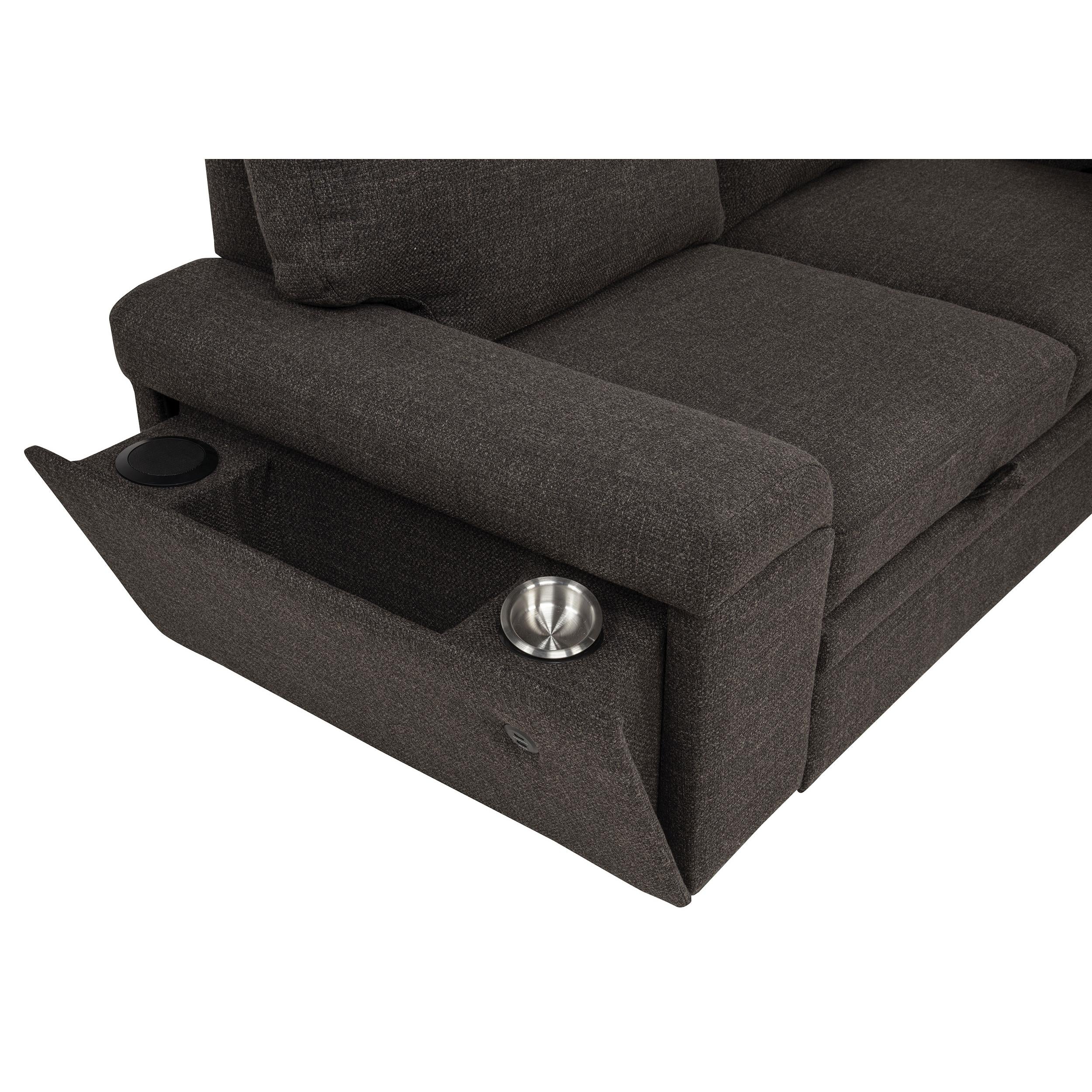  Coaster Furniture Demko 500356 Sleeper Sectional Sofa with Speaker and Storage Chaise - Brown IMAGE 12