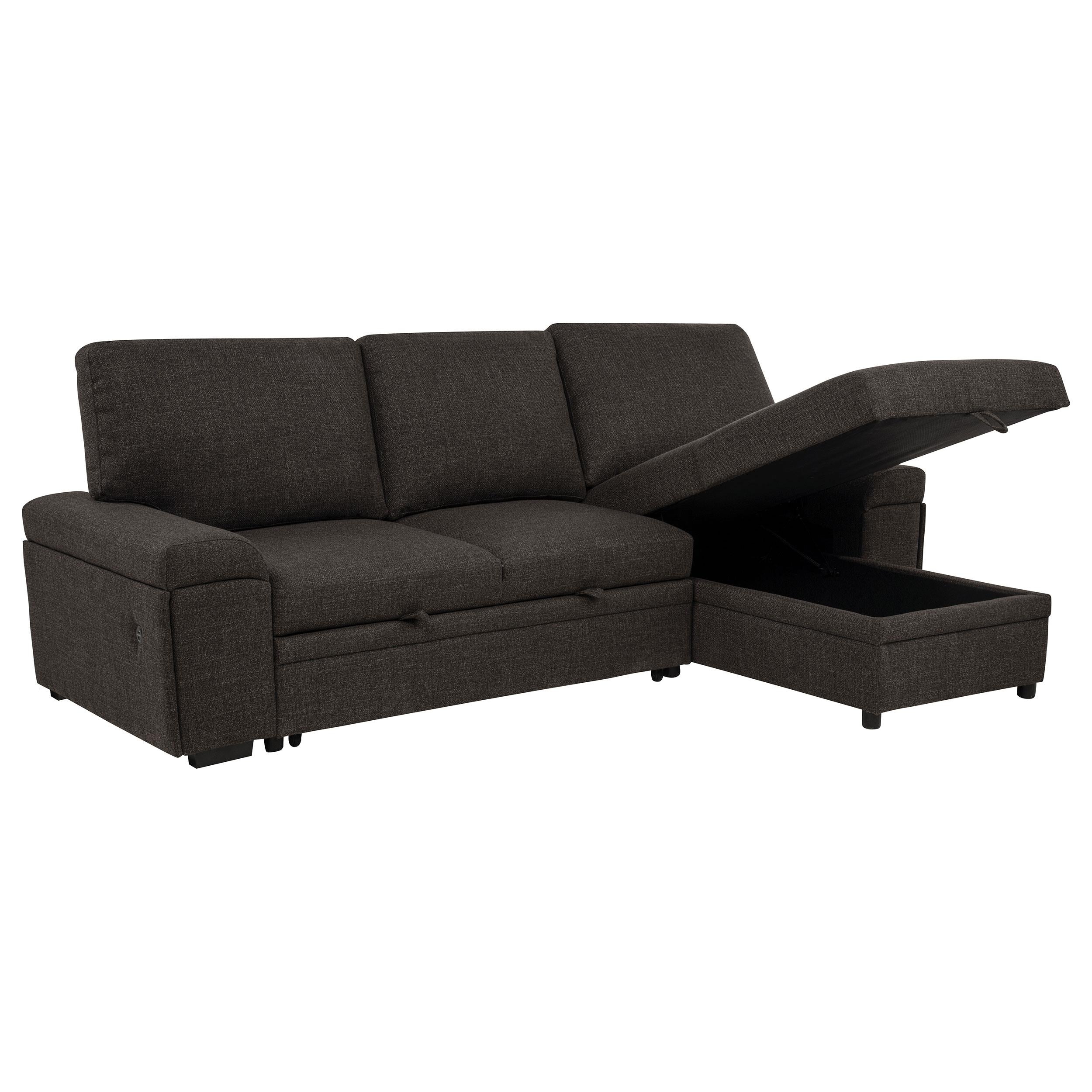  Coaster Furniture Demko 500356 Sleeper Sectional Sofa with Speaker and Storage Chaise - Brown IMAGE 19