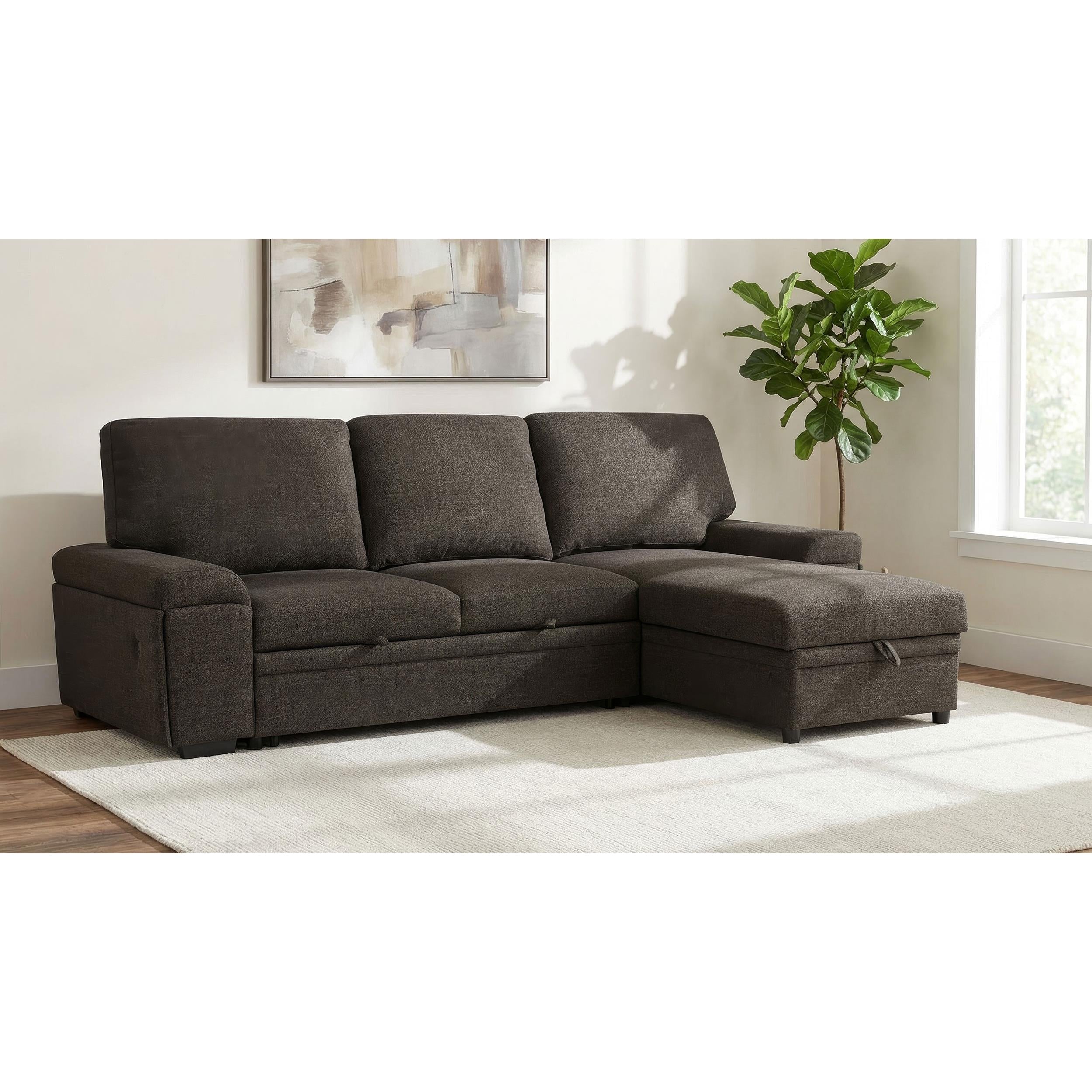  Coaster Furniture Demko 500356 Sleeper Sectional Sofa with Speaker and Storage Chaise - Brown IMAGE 2