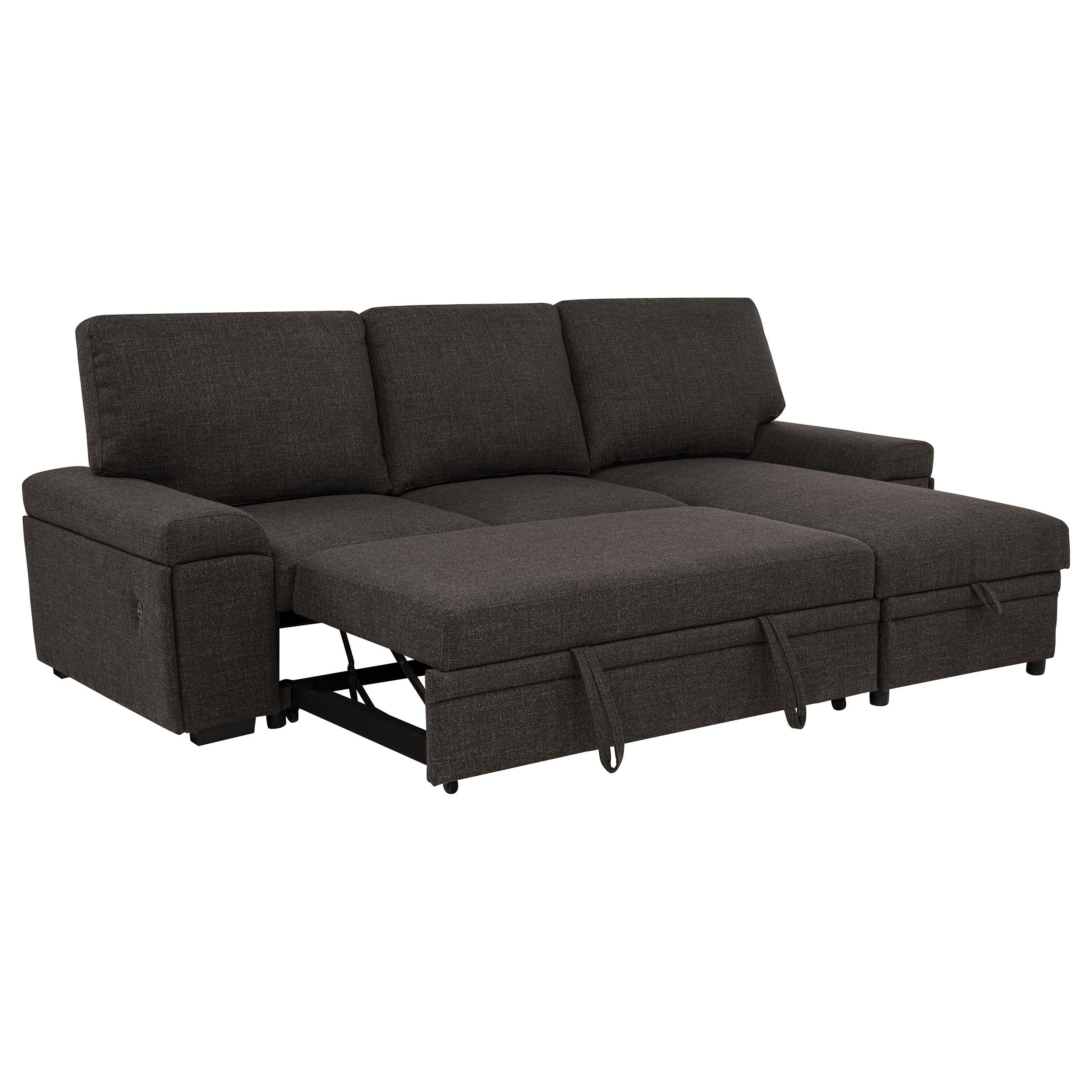  Coaster Furniture Demko 500356 Sleeper Sectional Sofa with Speaker and Storage Chaise - Brown IMAGE 20