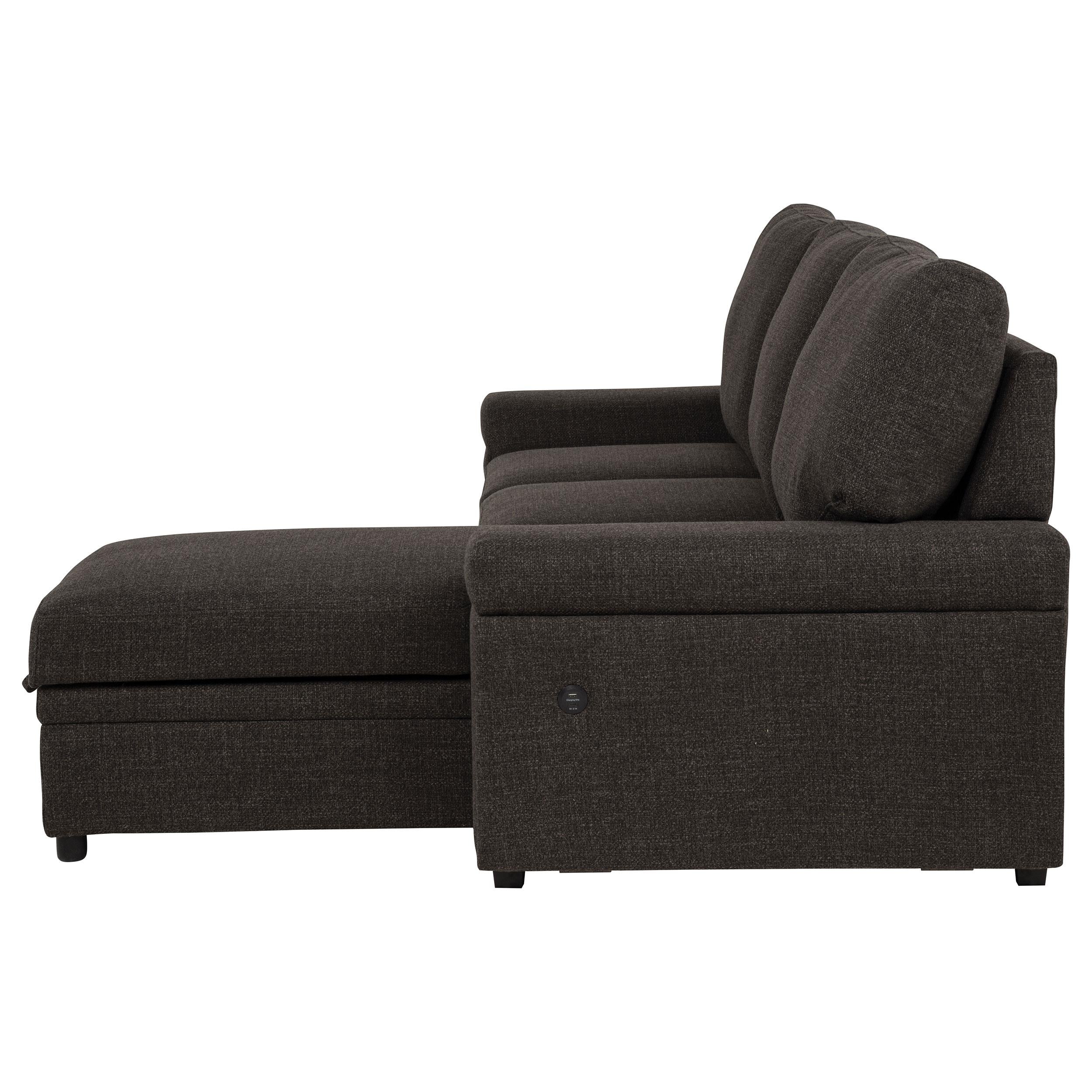  Coaster Furniture Demko 500356 Sleeper Sectional Sofa with Speaker and Storage Chaise - Brown IMAGE 5