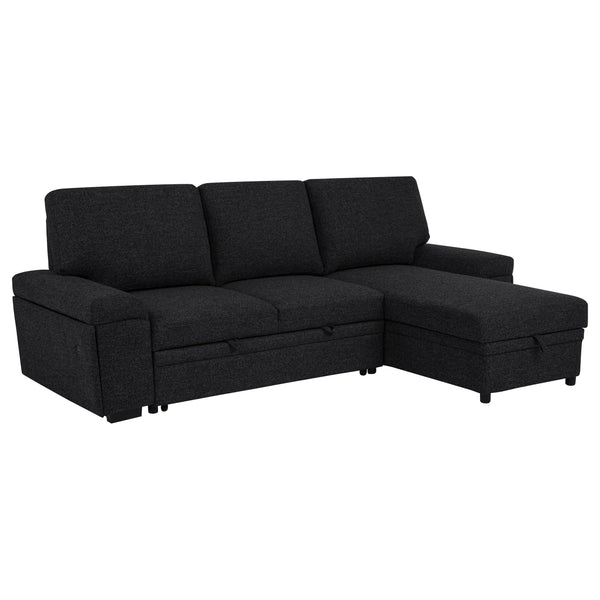 Coaster Furniture Demko 500357 Sleeper Sectional Sofa with Speaker and Storage Chaise - Black