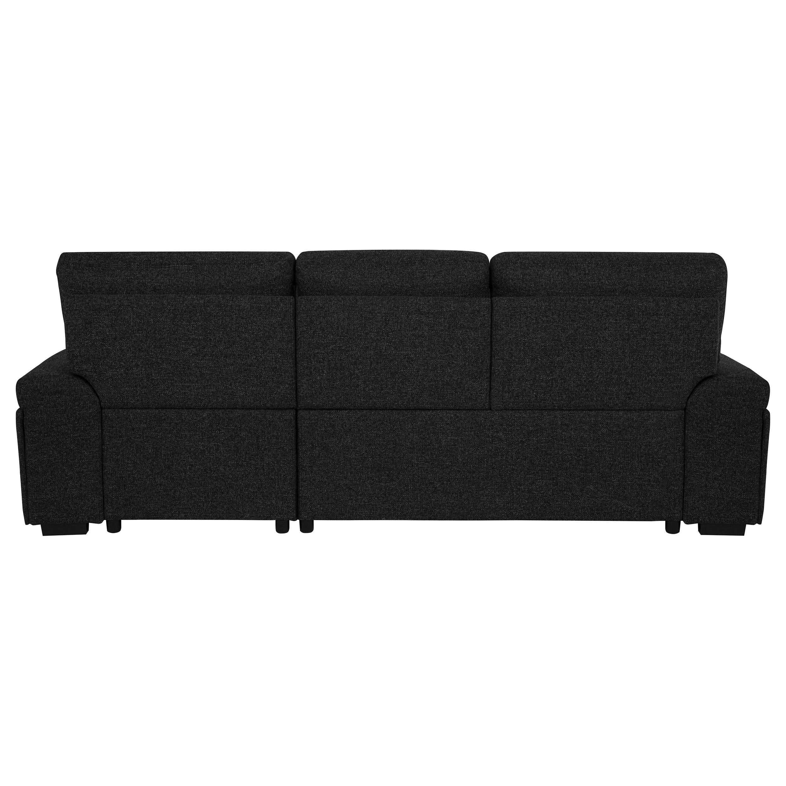  Coaster Furniture Demko 500357 Sleeper Sectional Sofa with Speaker and Storage Chaise - Black IMAGE 10