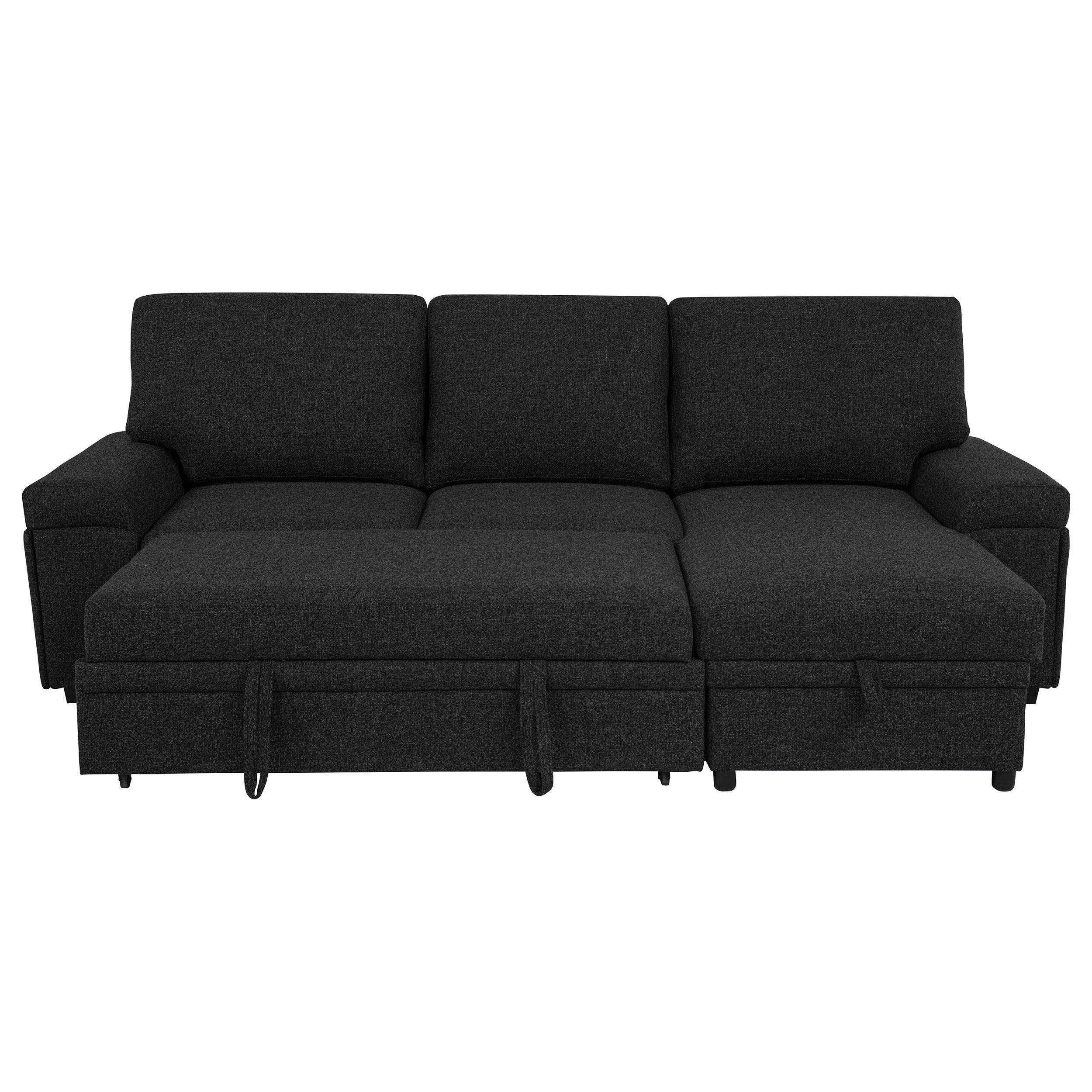  Coaster Furniture Demko 500357 Sleeper Sectional Sofa with Speaker and Storage Chaise - Black IMAGE 11