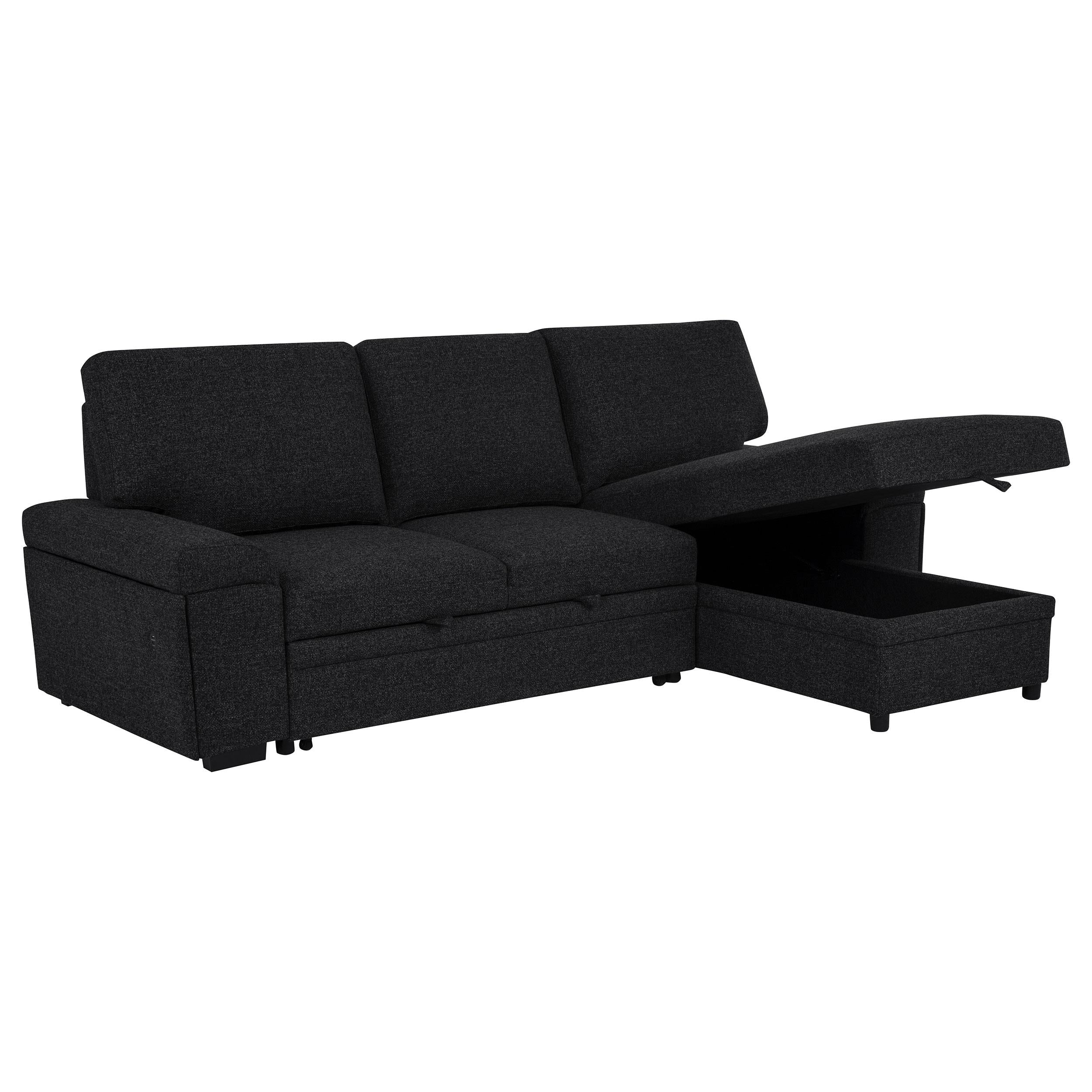  Coaster Furniture Demko 500357 Sleeper Sectional Sofa with Speaker and Storage Chaise - Black IMAGE 12
