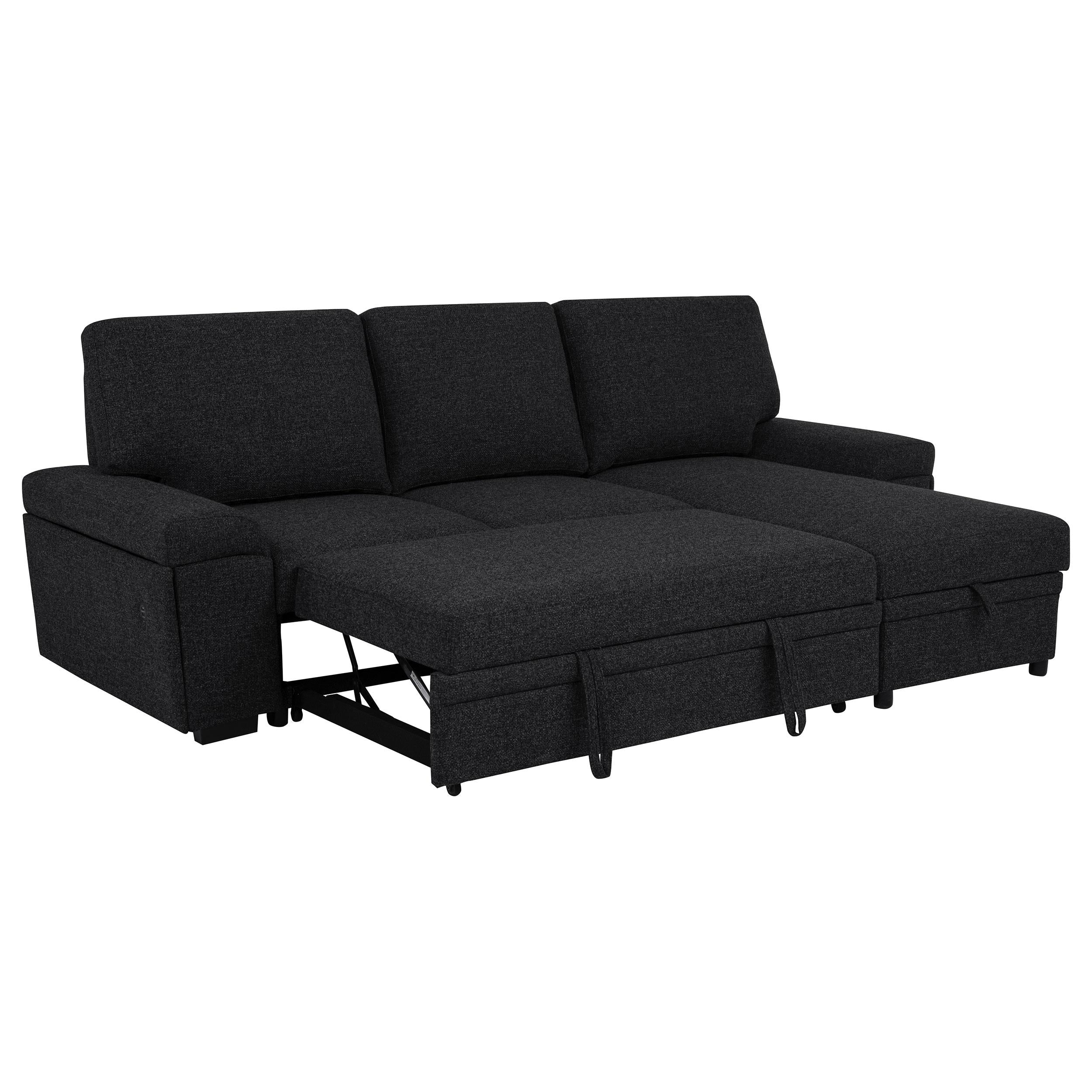 Coaster Furniture Demko 500357 Sleeper Sectional Sofa with Speaker and Storage Chaise - Black IMAGE 15