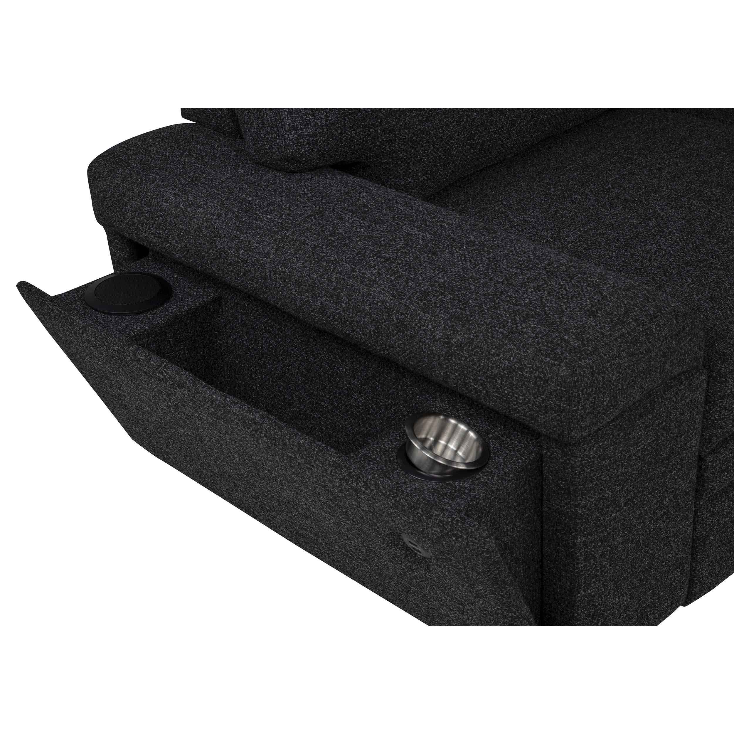  Coaster Furniture Demko 500357 Sleeper Sectional Sofa with Speaker and Storage Chaise - Black IMAGE 16