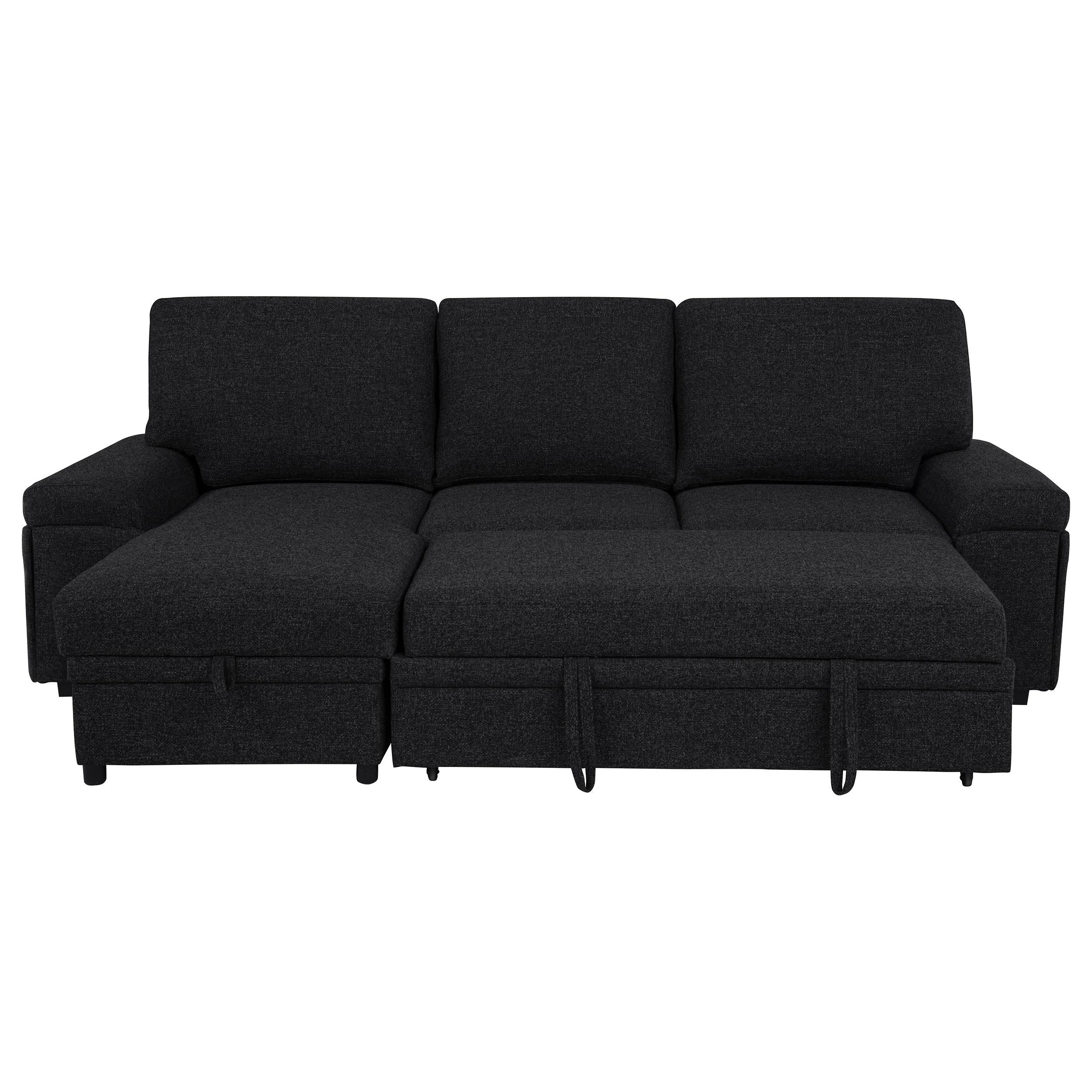  Coaster Furniture Demko 500357 Sleeper Sectional Sofa with Speaker and Storage Chaise - Black IMAGE 17
