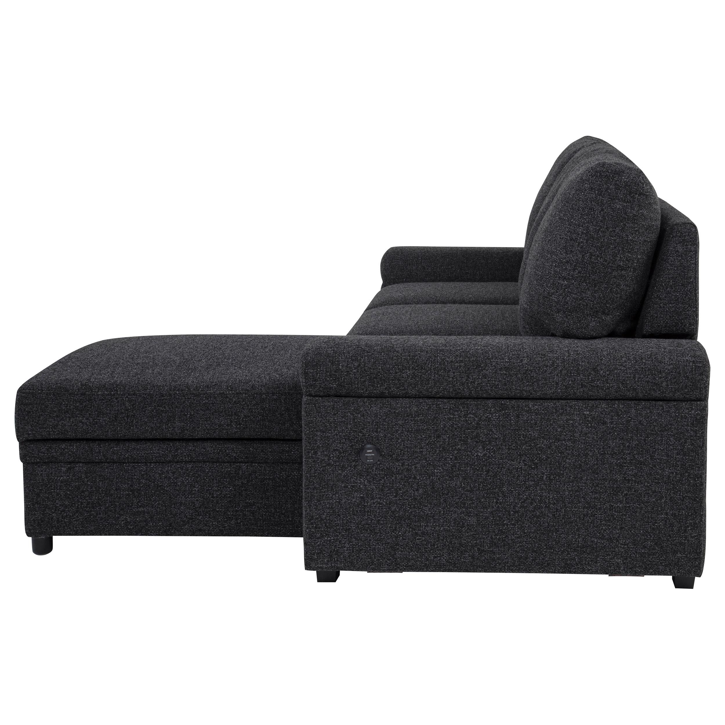  Coaster Furniture Demko 500357 Sleeper Sectional Sofa with Speaker and Storage Chaise - Black IMAGE 4