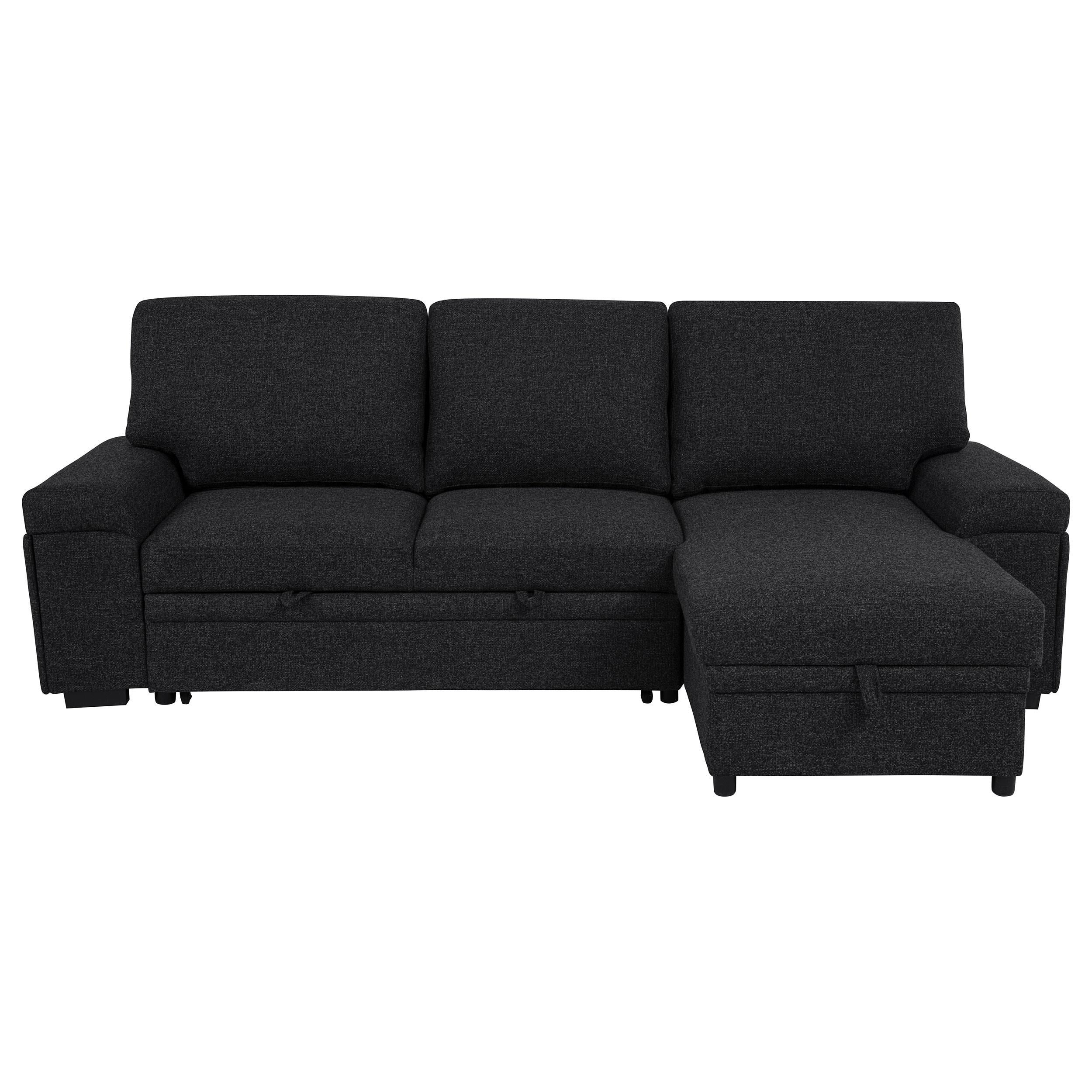  Coaster Furniture Demko 500357 Sleeper Sectional Sofa with Speaker and Storage Chaise - Black IMAGE 5