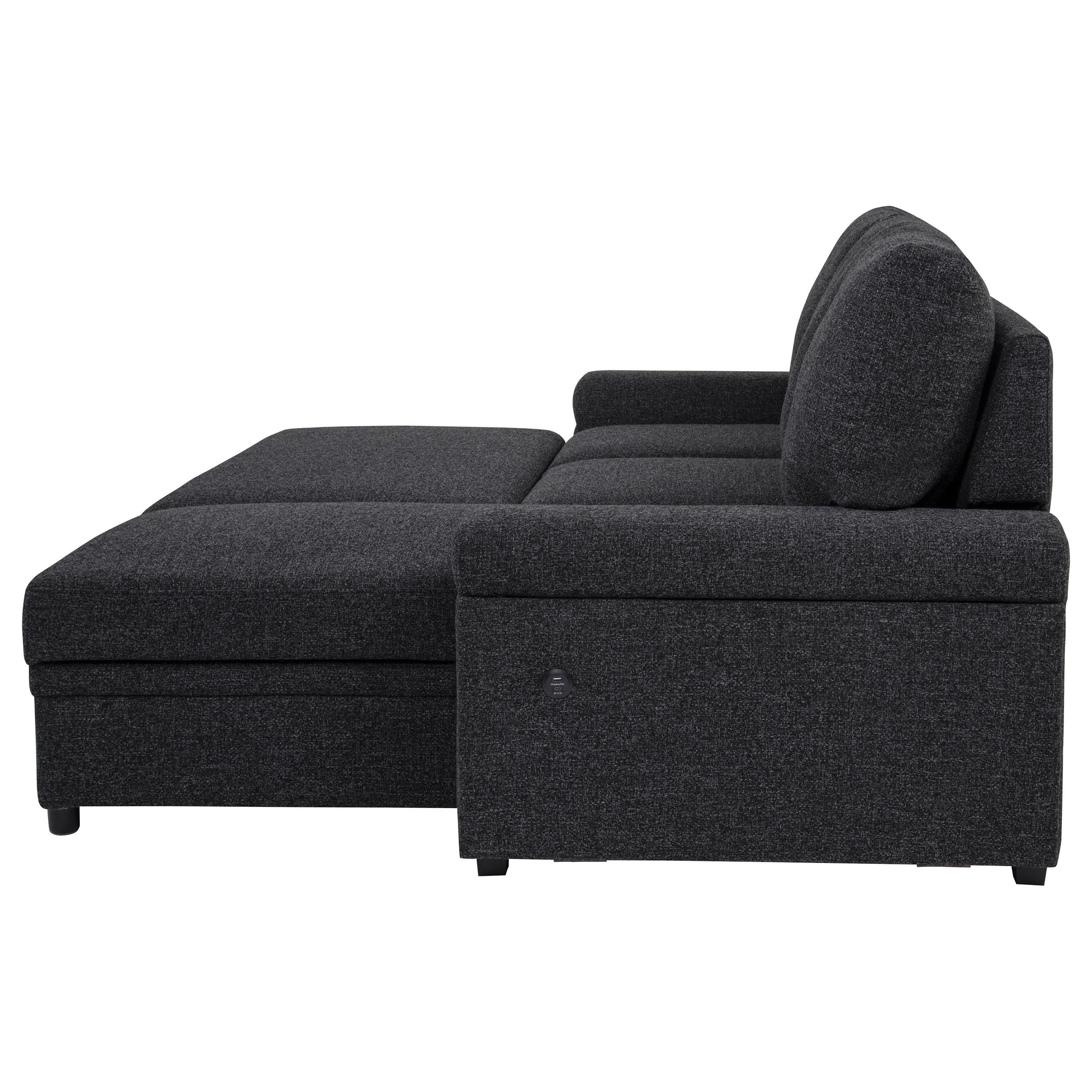  Coaster Furniture Demko 500357 Sleeper Sectional Sofa with Speaker and Storage Chaise - Black IMAGE 7