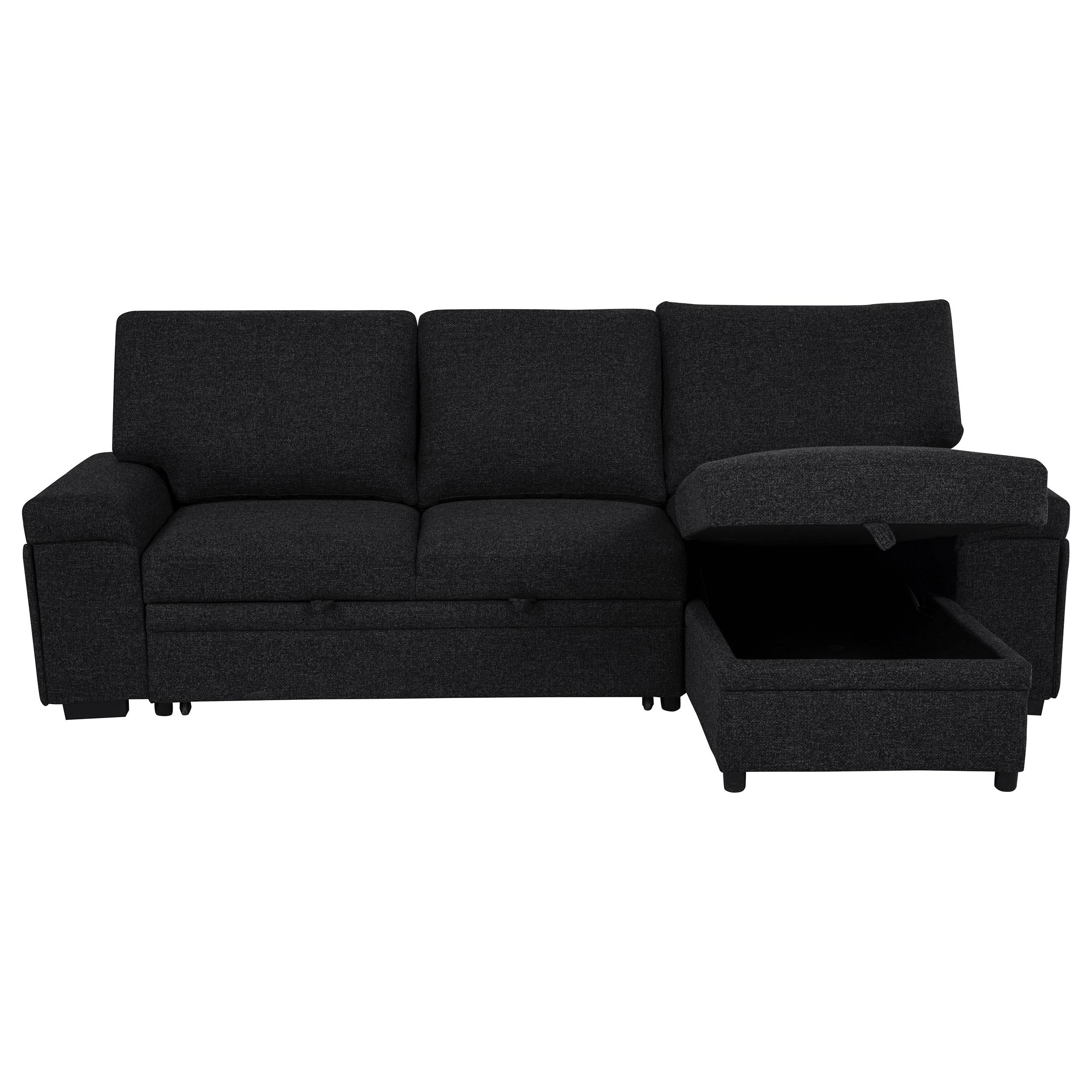  Coaster Furniture Demko 500357 Sleeper Sectional Sofa with Speaker and Storage Chaise - Black IMAGE 8