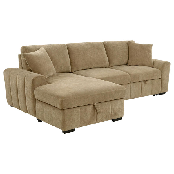 Coaster Furniture Pastrana 500358 Upholstered Sleeper Sectional Sofa LAF Chaise - Camel