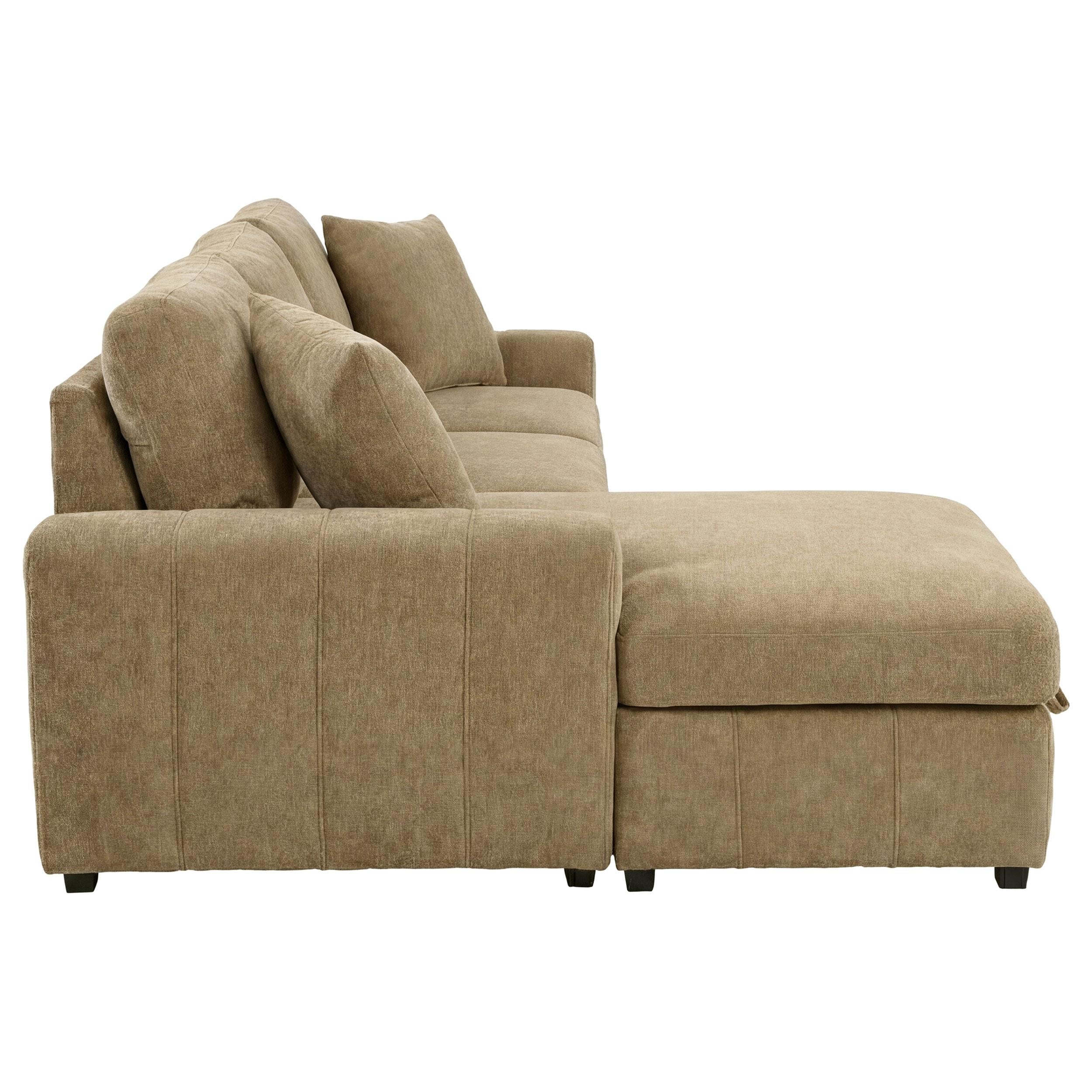  Coaster Furniture Pastrana 500358 Upholstered Sleeper Sectional Sofa LAF Chaise - Camel IMAGE 4