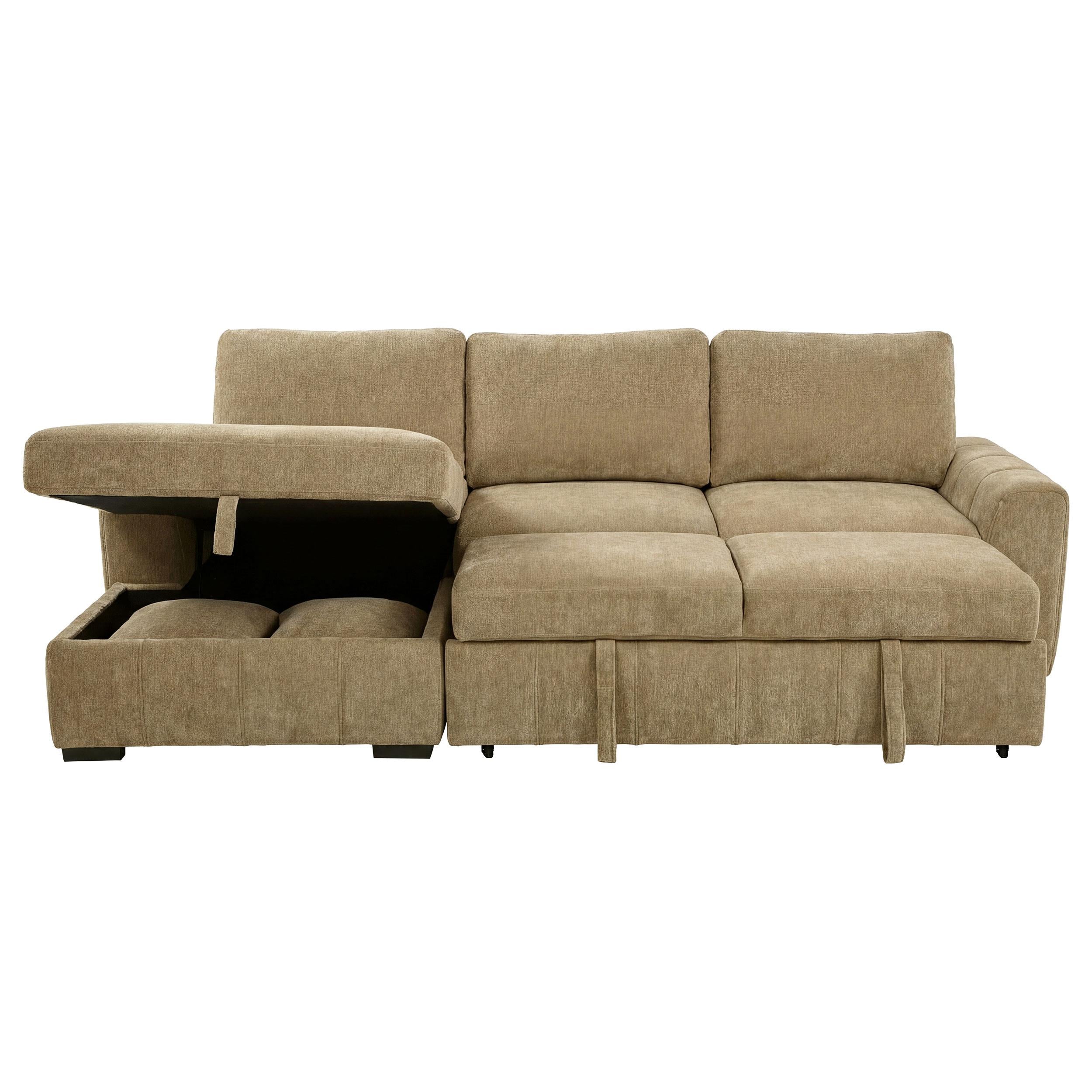  Coaster Furniture Pastrana 500358 Upholstered Sleeper Sectional Sofa LAF Chaise - Camel IMAGE 5