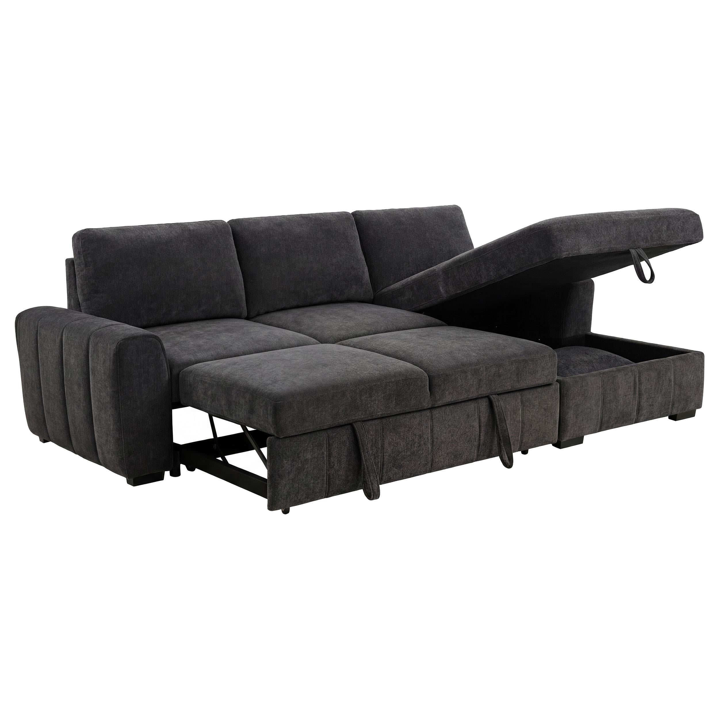  Coaster Furniture Pastrana 500359 Upholstered Sleeper Sectional Sofa RAF Chaise - Grey IMAGE 2