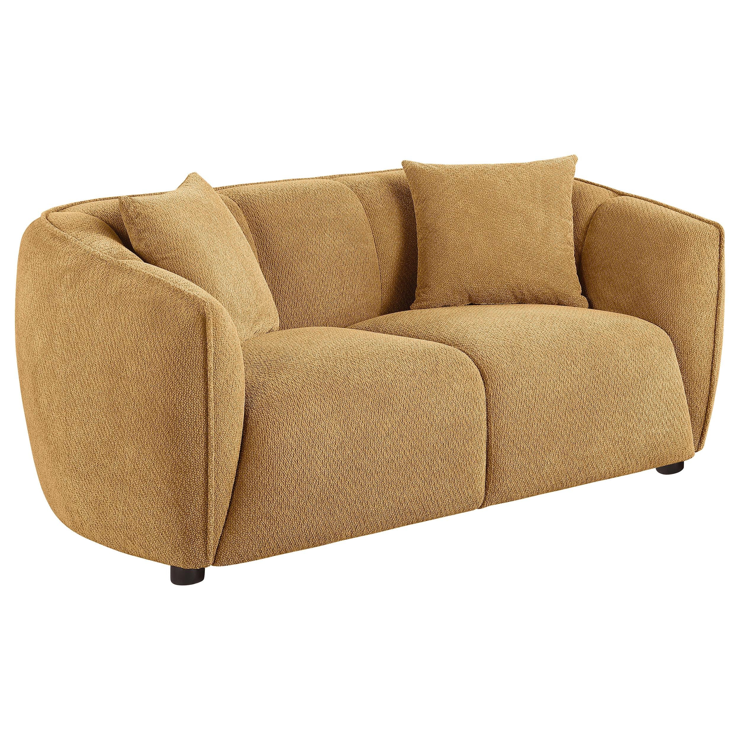  Coaster Furniture Aleisha 503062 Fabric Upholstered Loveseat - Mustard Yellow IMAGE 1