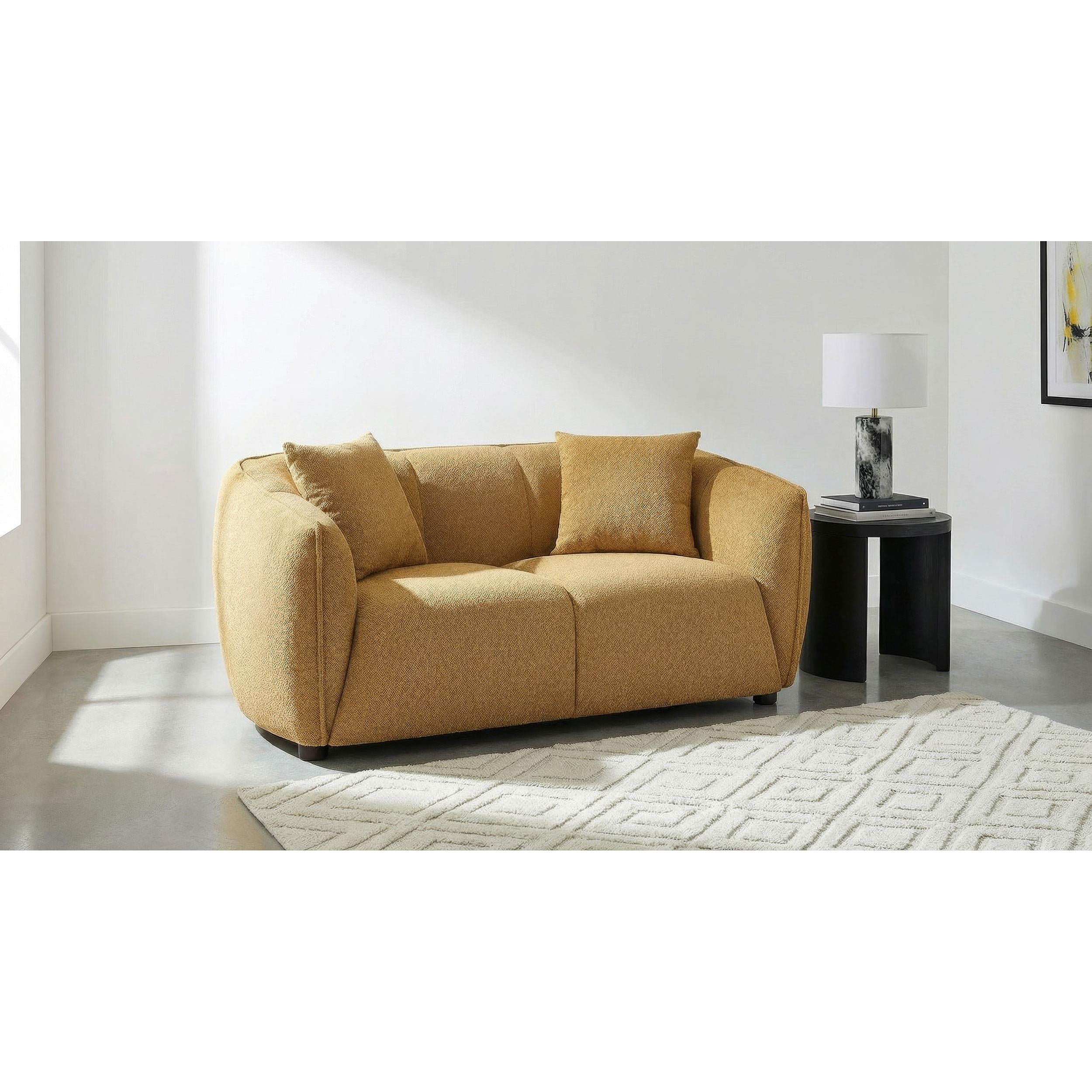  Coaster Furniture Aleisha 503062 Fabric Upholstered Loveseat - Mustard Yellow IMAGE 2
