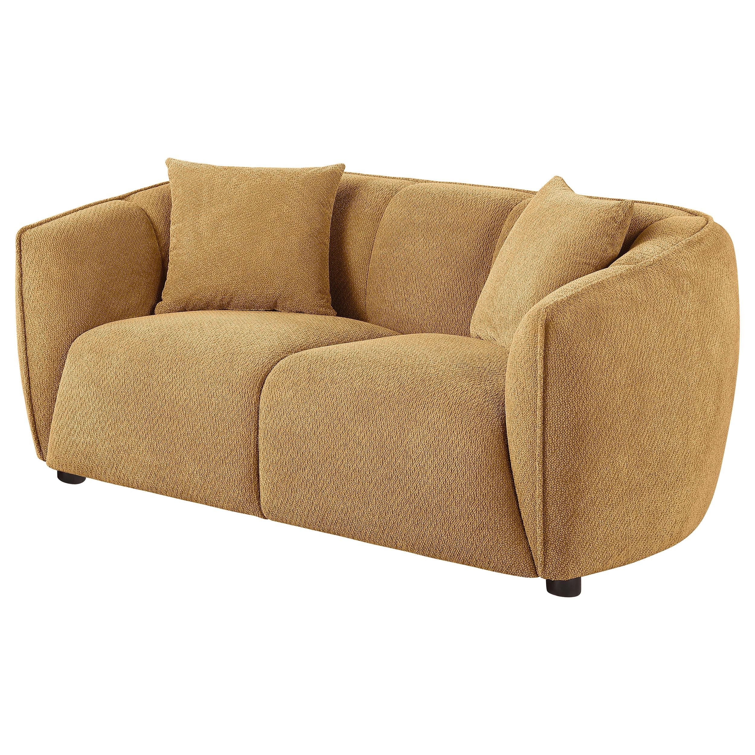  Coaster Furniture Aleisha 503062 Fabric Upholstered Loveseat - Mustard Yellow IMAGE 6