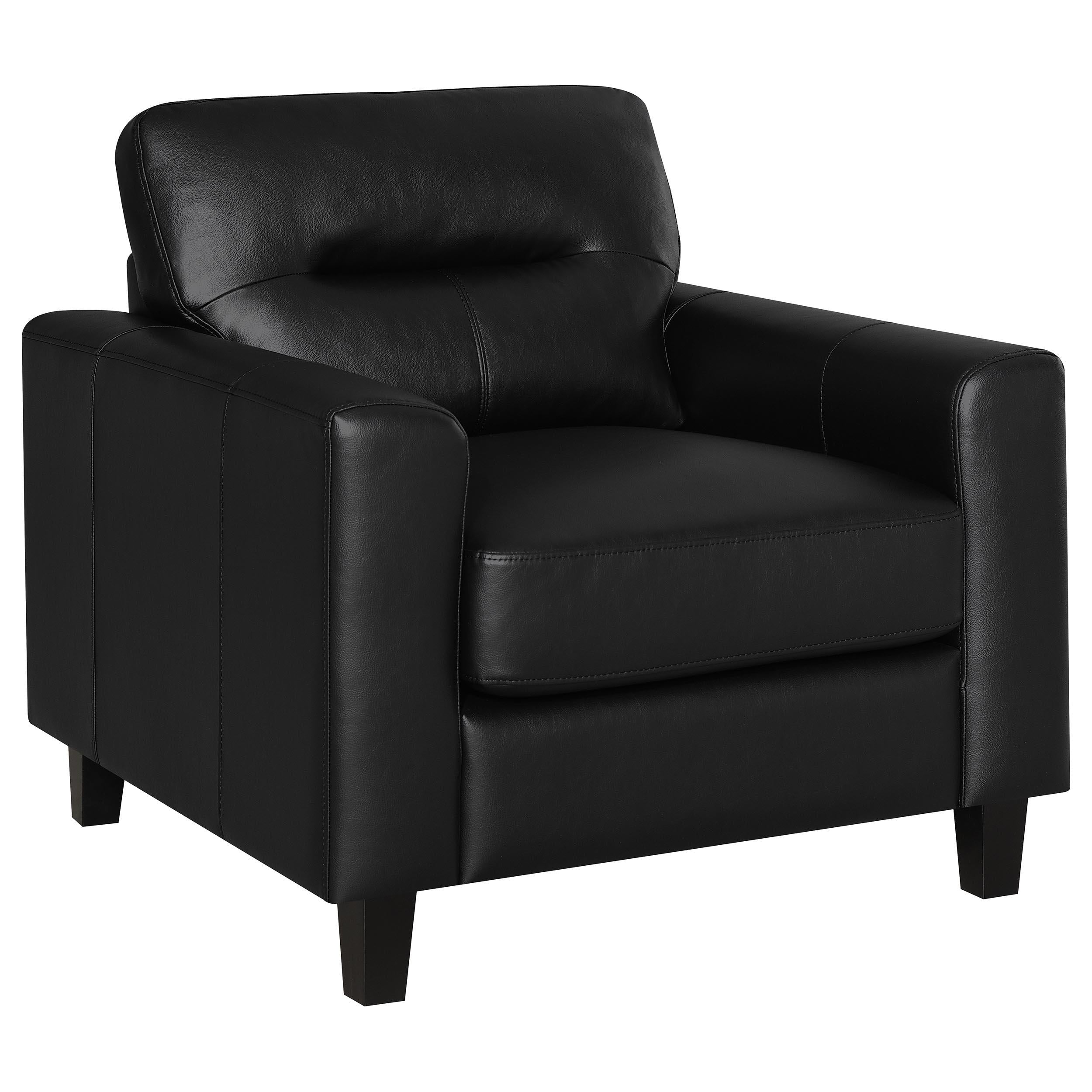  Coaster Furniture Scotland 504666 Faux Leather Upholstered Track Arm Chair - Black IMAGE 1