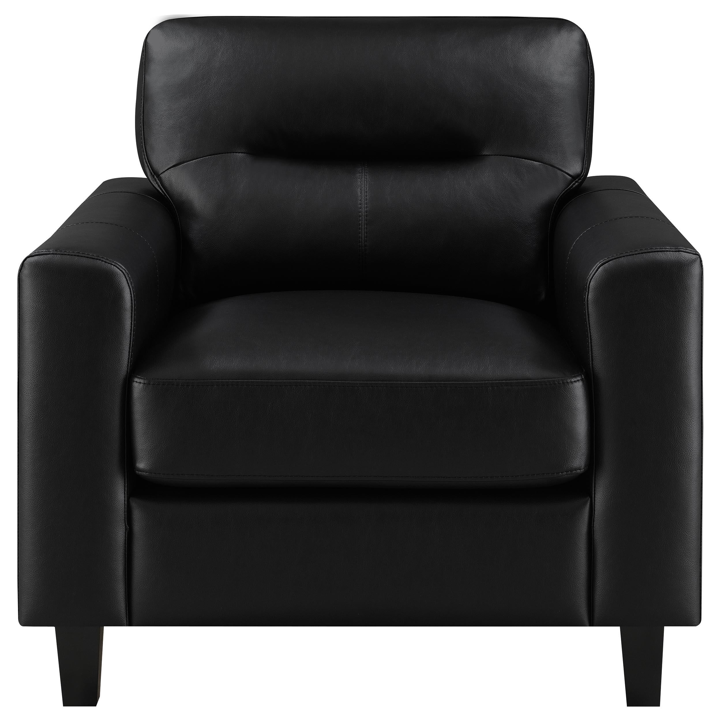  Coaster Furniture Scotland 504666 Faux Leather Upholstered Track Arm Chair - Black IMAGE 10