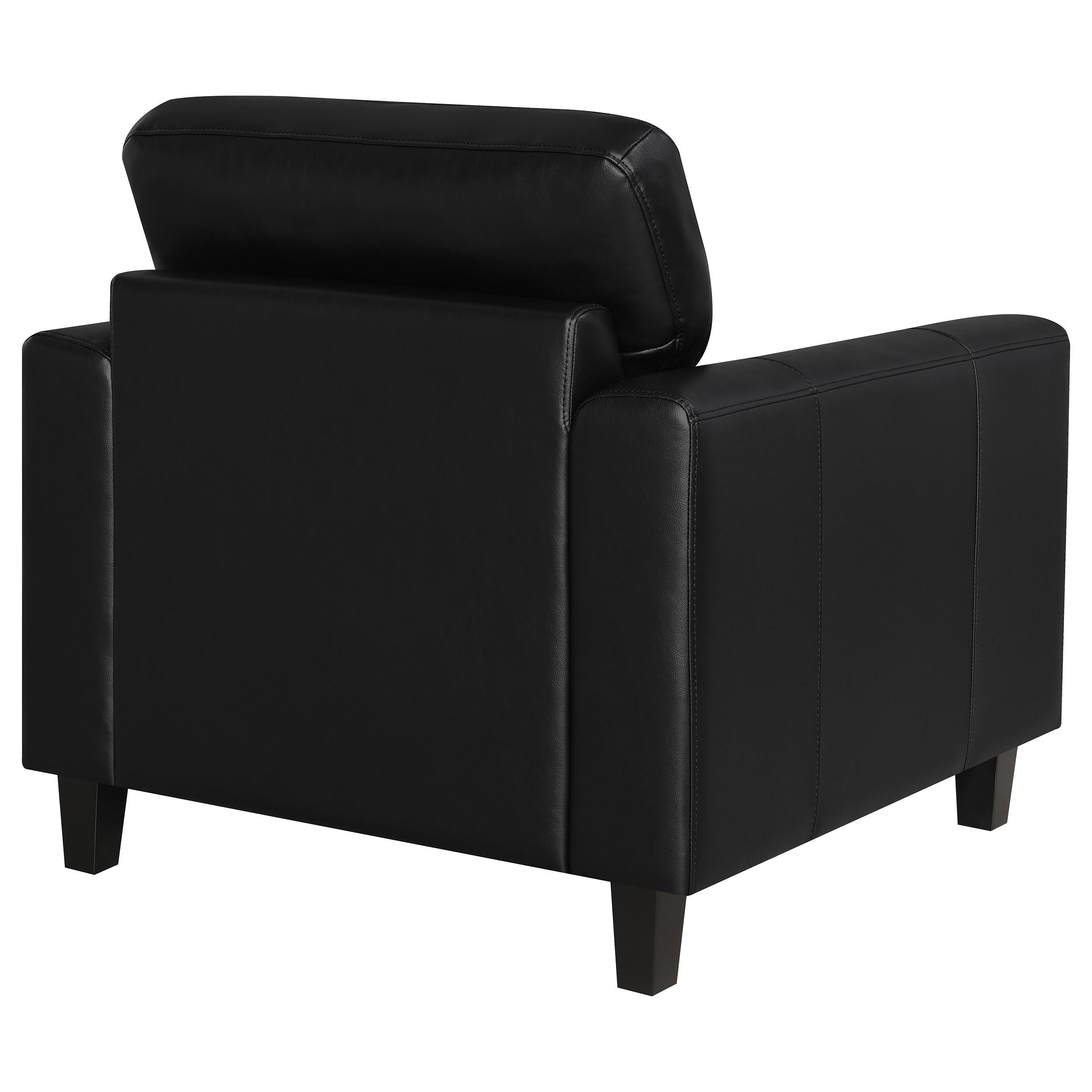  Coaster Furniture Scotland 504666 Faux Leather Upholstered Track Arm Chair - Black IMAGE 2