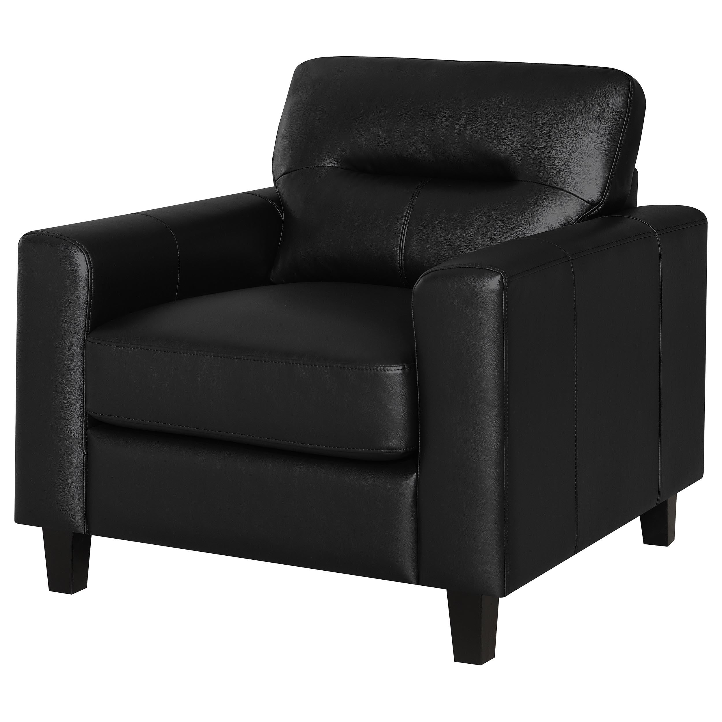  Coaster Furniture Scotland 504666 Faux Leather Upholstered Track Arm Chair - Black IMAGE 3