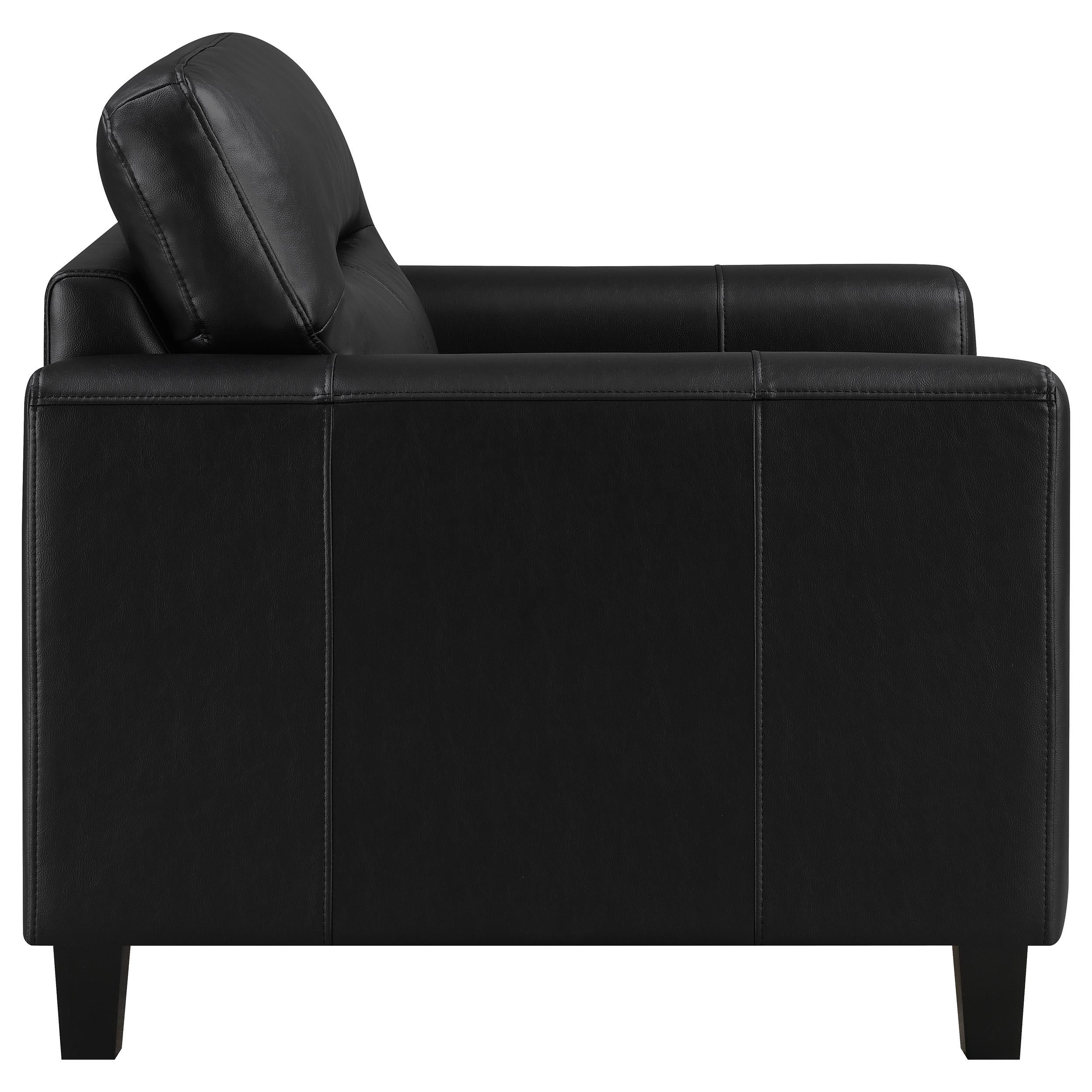  Coaster Furniture Scotland 504666 Faux Leather Upholstered Track Arm Chair - Black IMAGE 4
