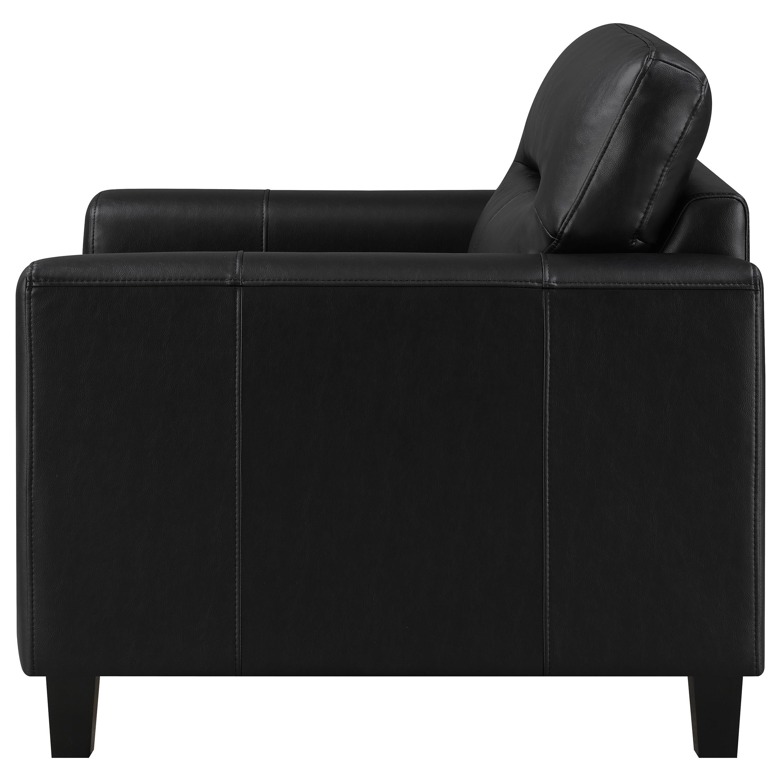  Coaster Furniture Scotland 504666 Faux Leather Upholstered Track Arm Chair - Black IMAGE 5