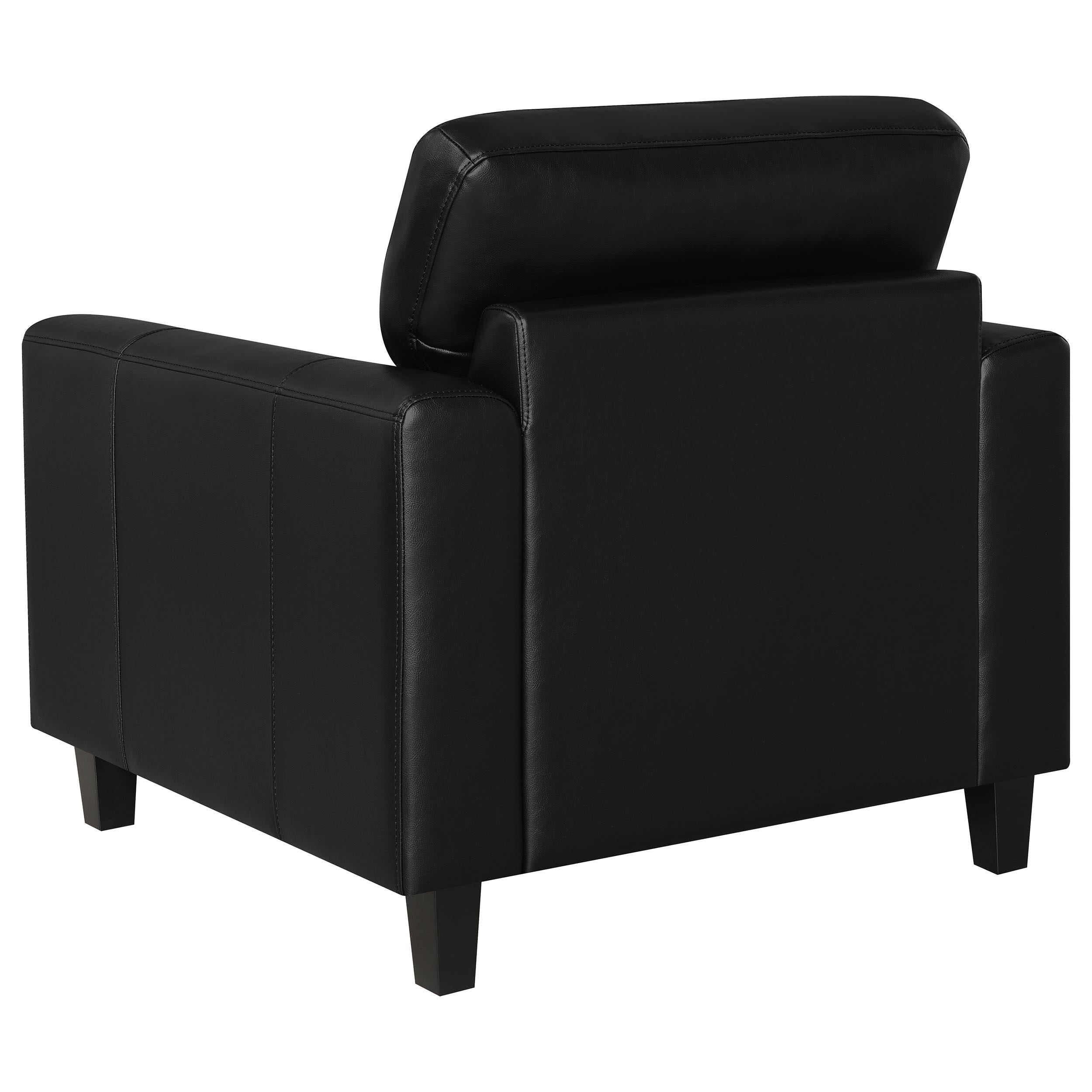  Coaster Furniture Scotland 504666 Faux Leather Upholstered Track Arm Chair - Black IMAGE 6