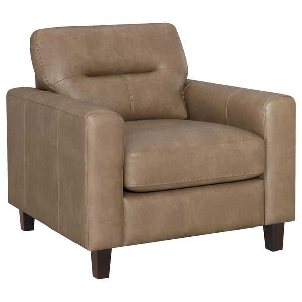 Coaster Furniture Scotland 504669 Faux Leather Upholstered Track Arm Chair - Brown