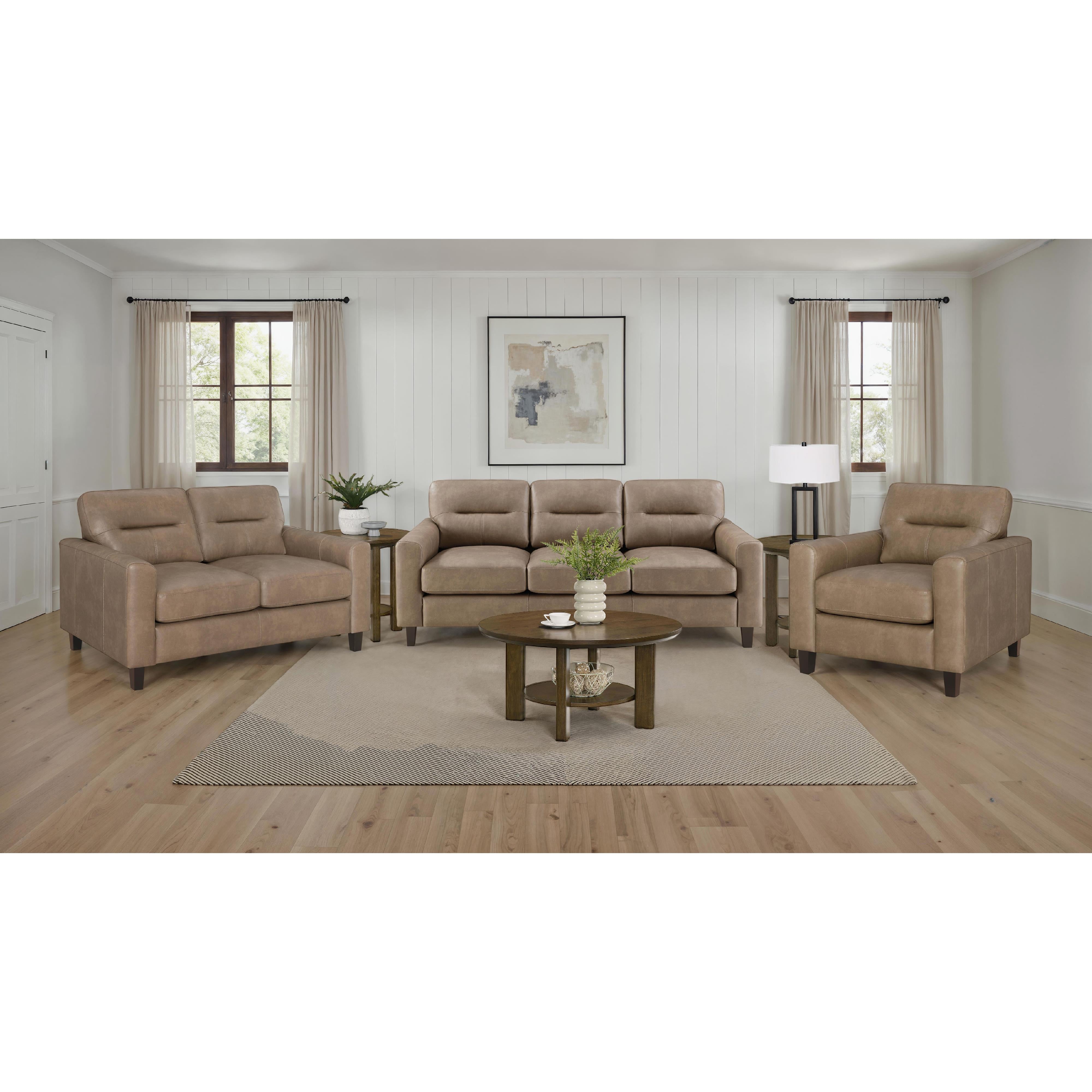  Coaster Furniture Scotland 504669 Faux Leather Upholstered Track Arm Chair - Brown IMAGE 11