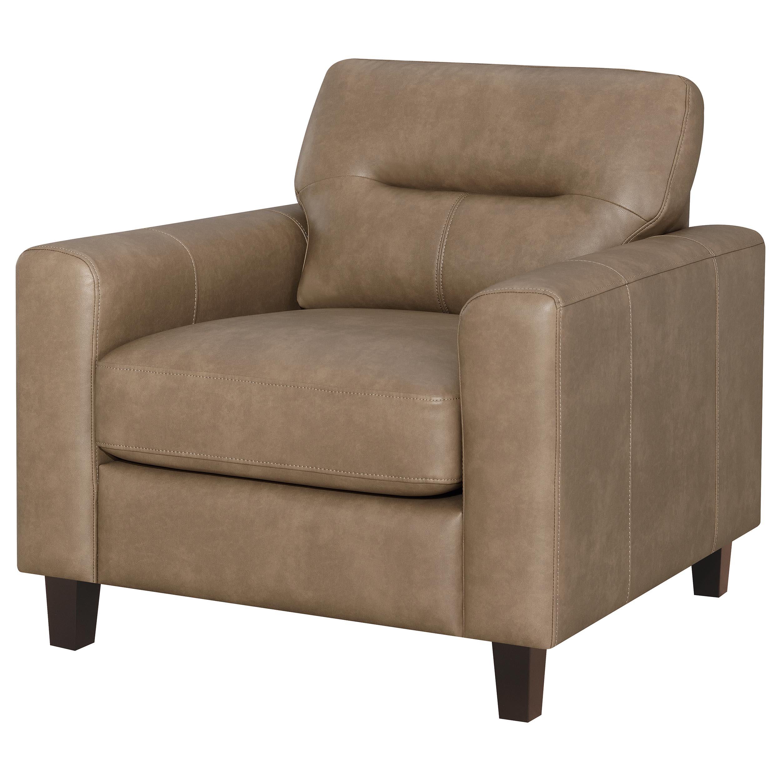  Coaster Furniture Scotland 504669 Faux Leather Upholstered Track Arm Chair - Brown IMAGE 2