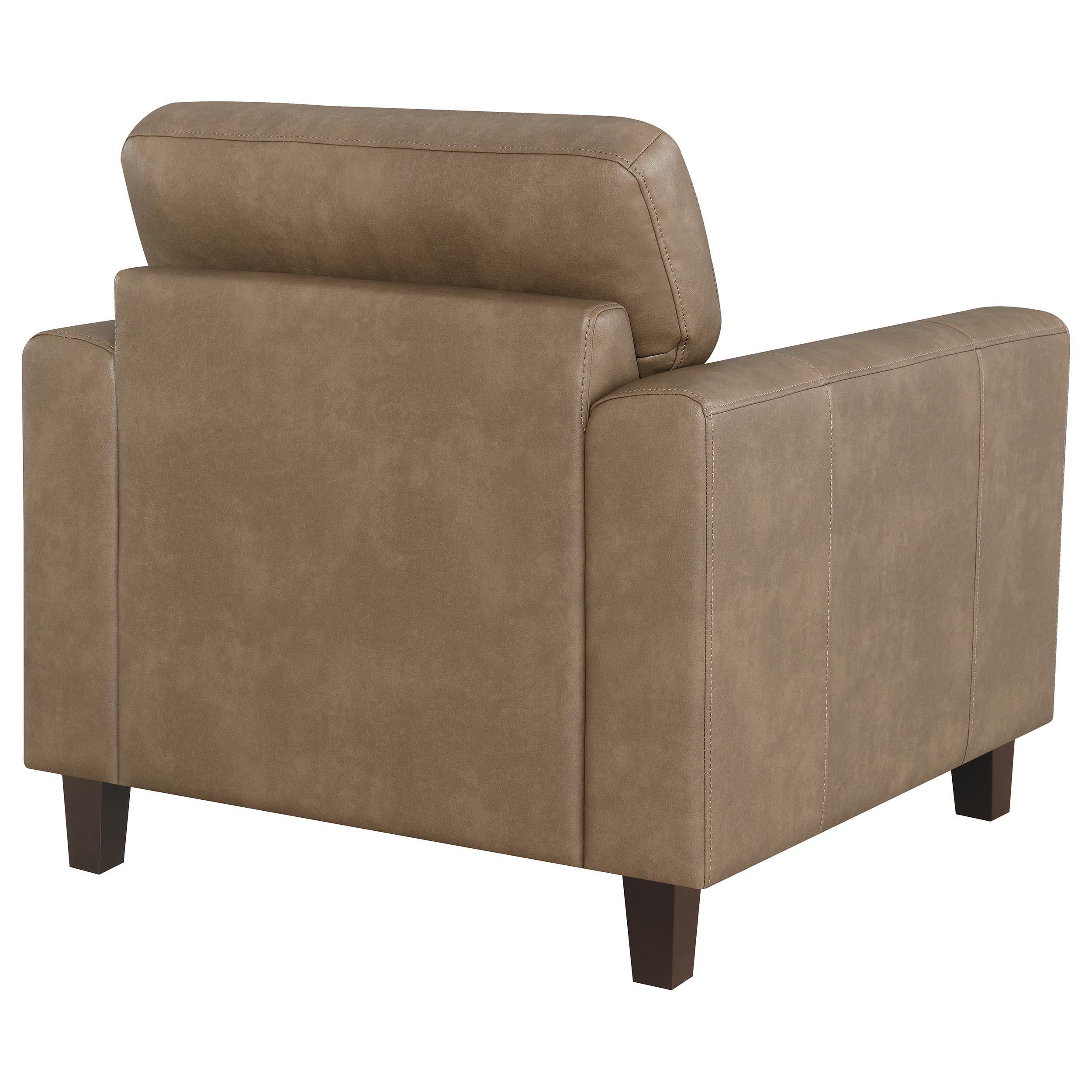  Coaster Furniture Scotland 504669 Faux Leather Upholstered Track Arm Chair - Brown IMAGE 3