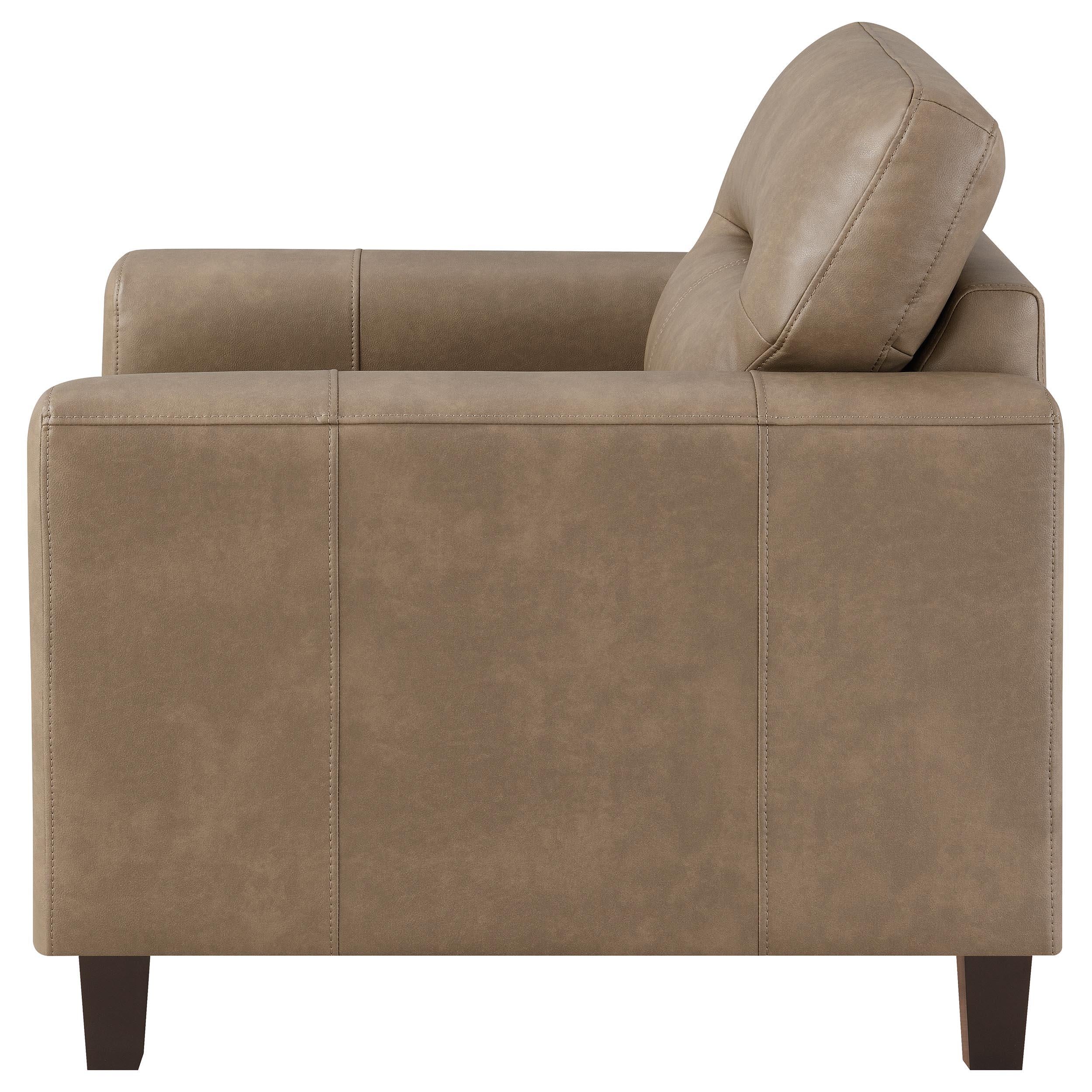  Coaster Furniture Scotland 504669 Faux Leather Upholstered Track Arm Chair - Brown IMAGE 5