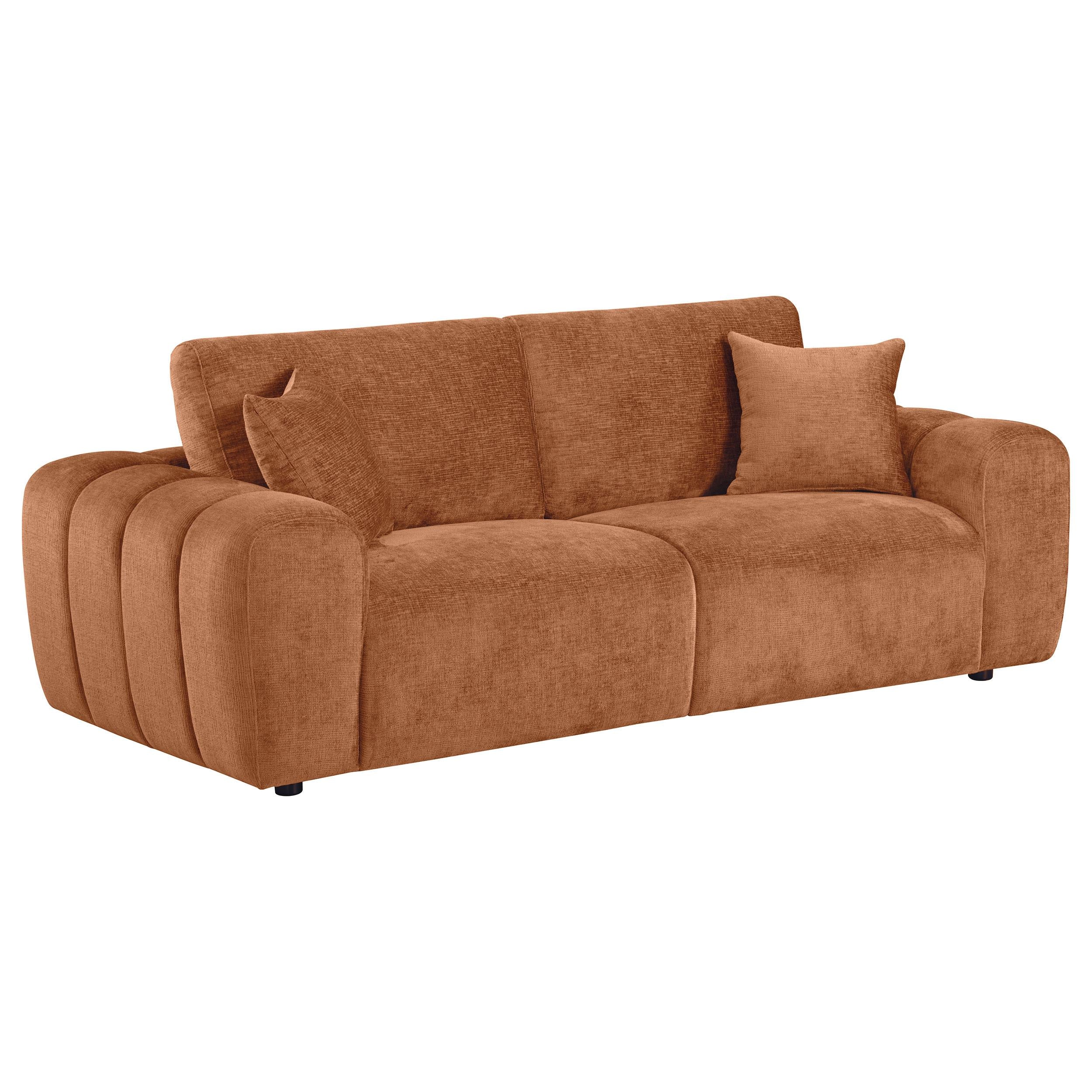  Coaster Furniture Burnett 504951 Chenille Upholstered Wide Arm Sofa - Burnt Orange IMAGE 1