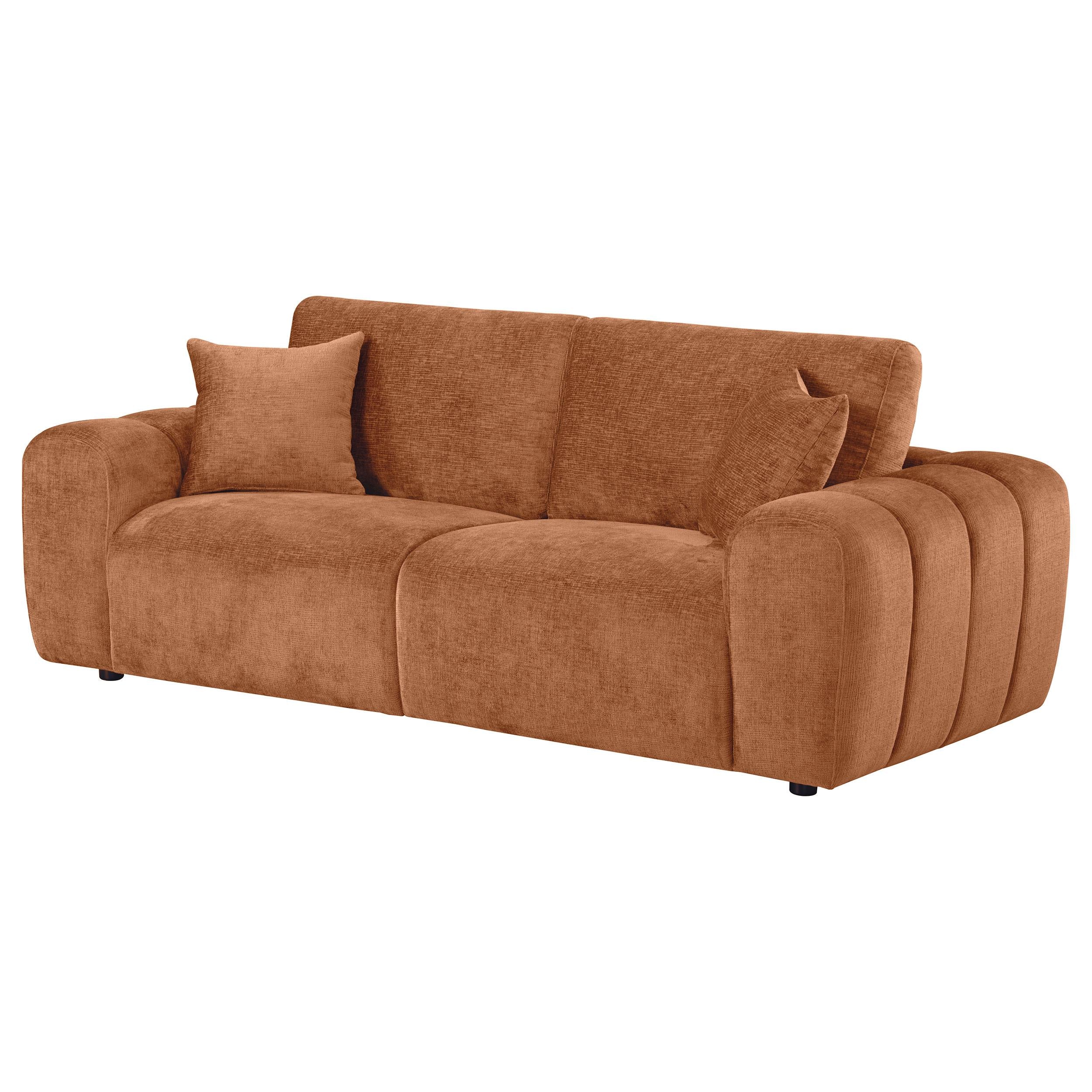  Coaster Furniture Burnett 504951 Chenille Upholstered Wide Arm Sofa - Burnt Orange IMAGE 10