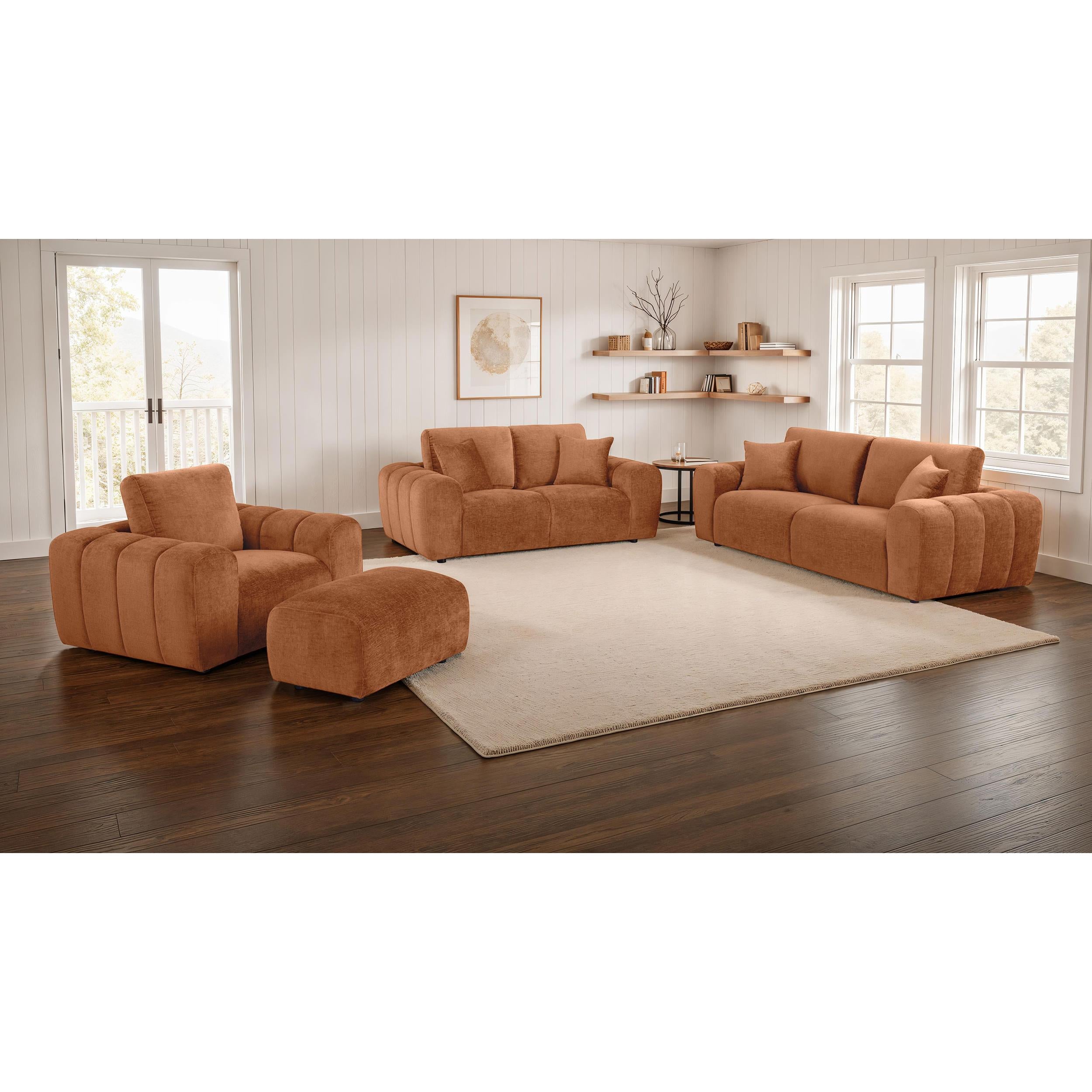  Coaster Furniture Burnett 504951 Chenille Upholstered Wide Arm Sofa - Burnt Orange IMAGE 13
