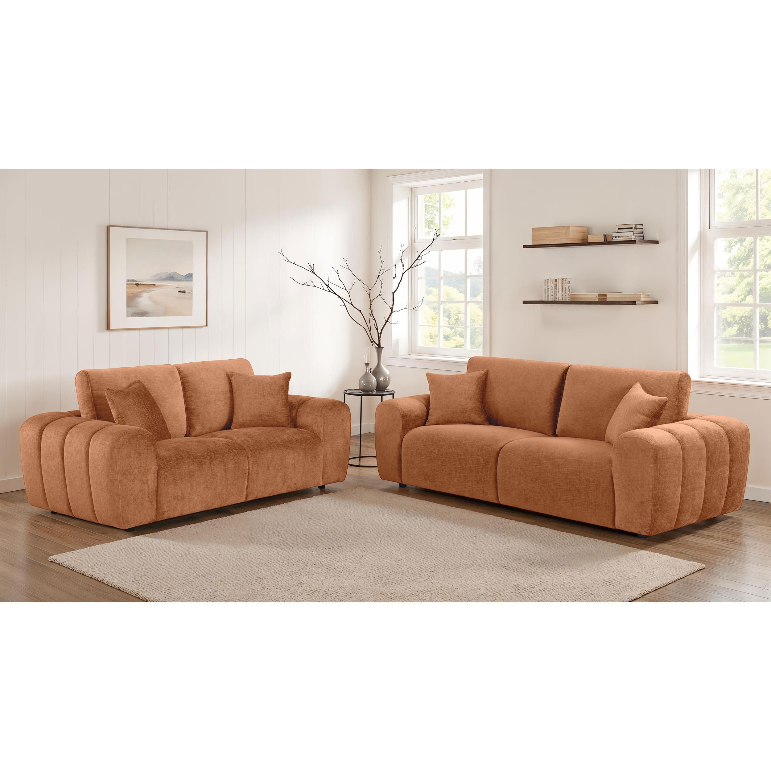  Coaster Furniture Burnett 504951 Chenille Upholstered Wide Arm Sofa - Burnt Orange IMAGE 9