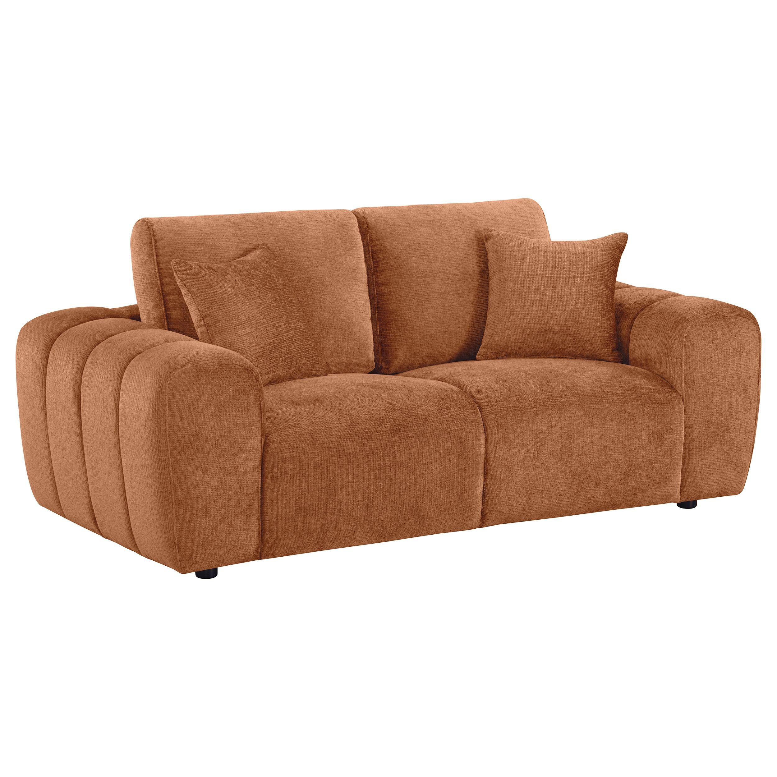  Coaster Furniture Burnett 504952 Chenille Upholstered Wide Arm Loveseat - Burnt Orange IMAGE 1