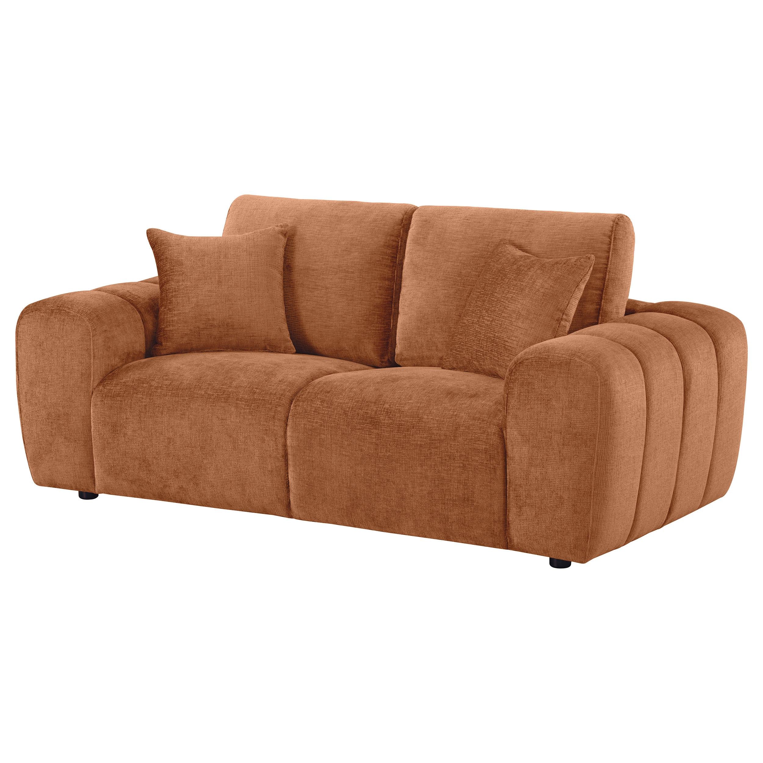  Coaster Furniture Burnett 504952 Chenille Upholstered Wide Arm Loveseat - Burnt Orange IMAGE 11