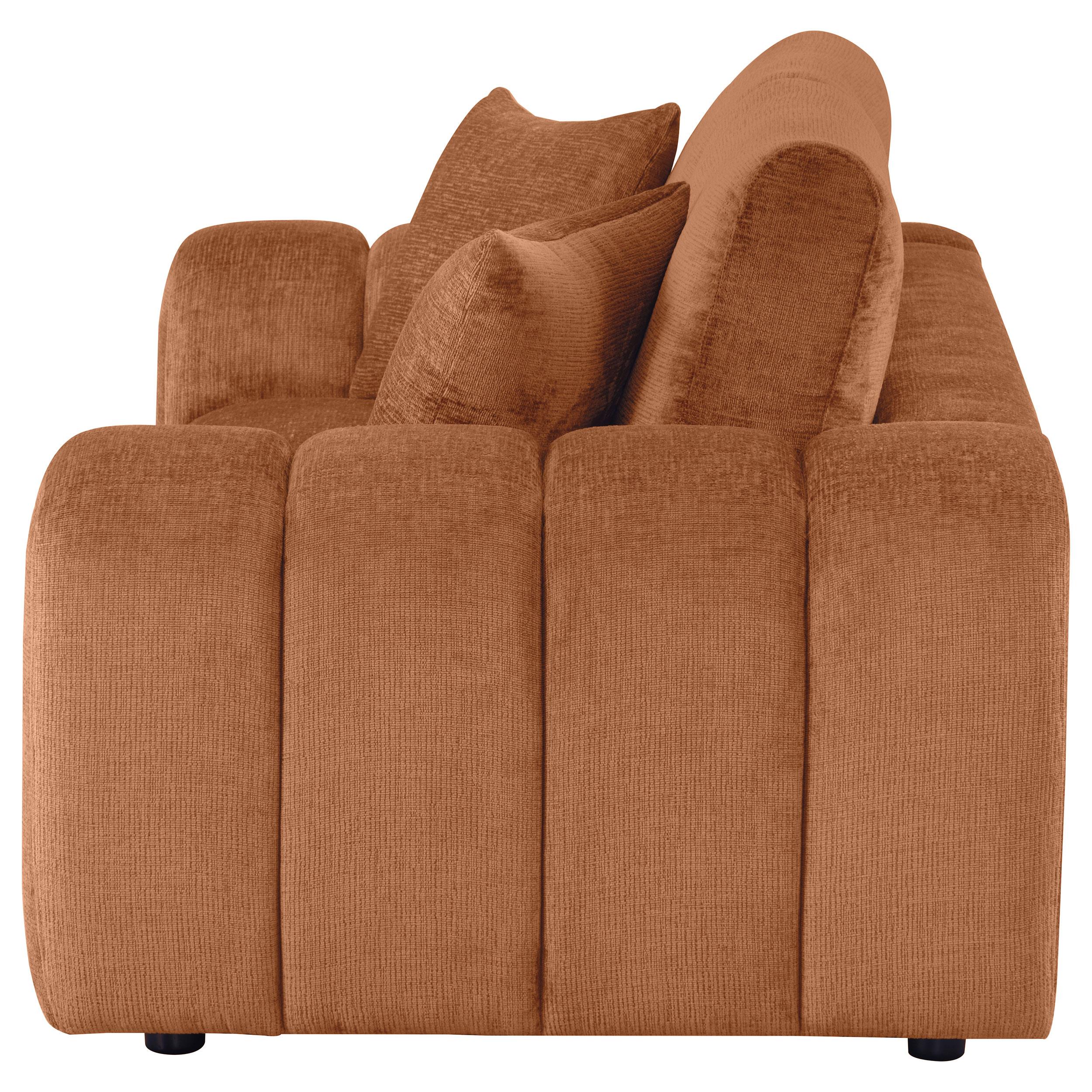  Coaster Furniture Burnett 504952 Chenille Upholstered Wide Arm Loveseat - Burnt Orange IMAGE 3