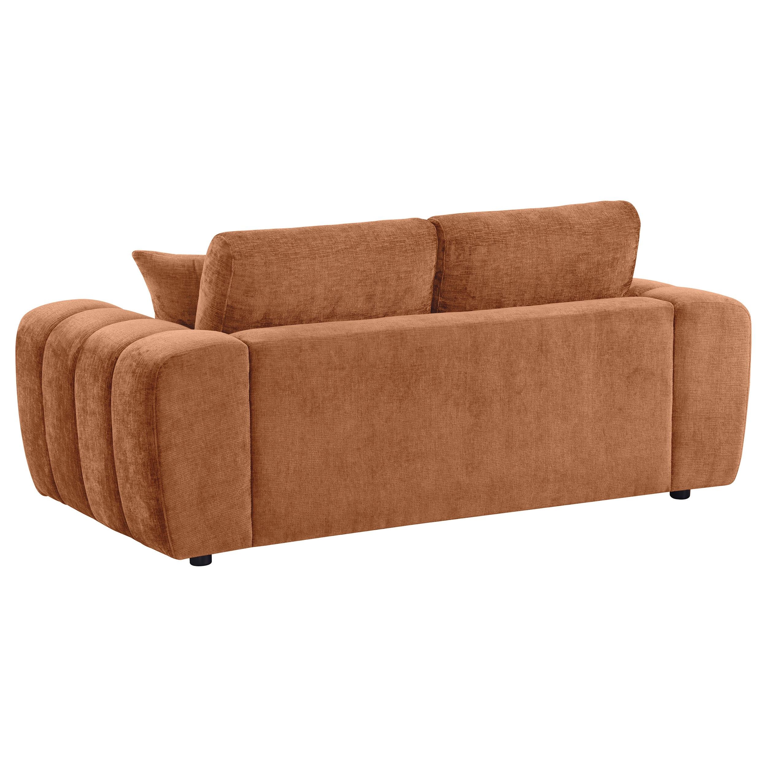  Coaster Furniture Burnett 504952 Chenille Upholstered Wide Arm Loveseat - Burnt Orange IMAGE 4