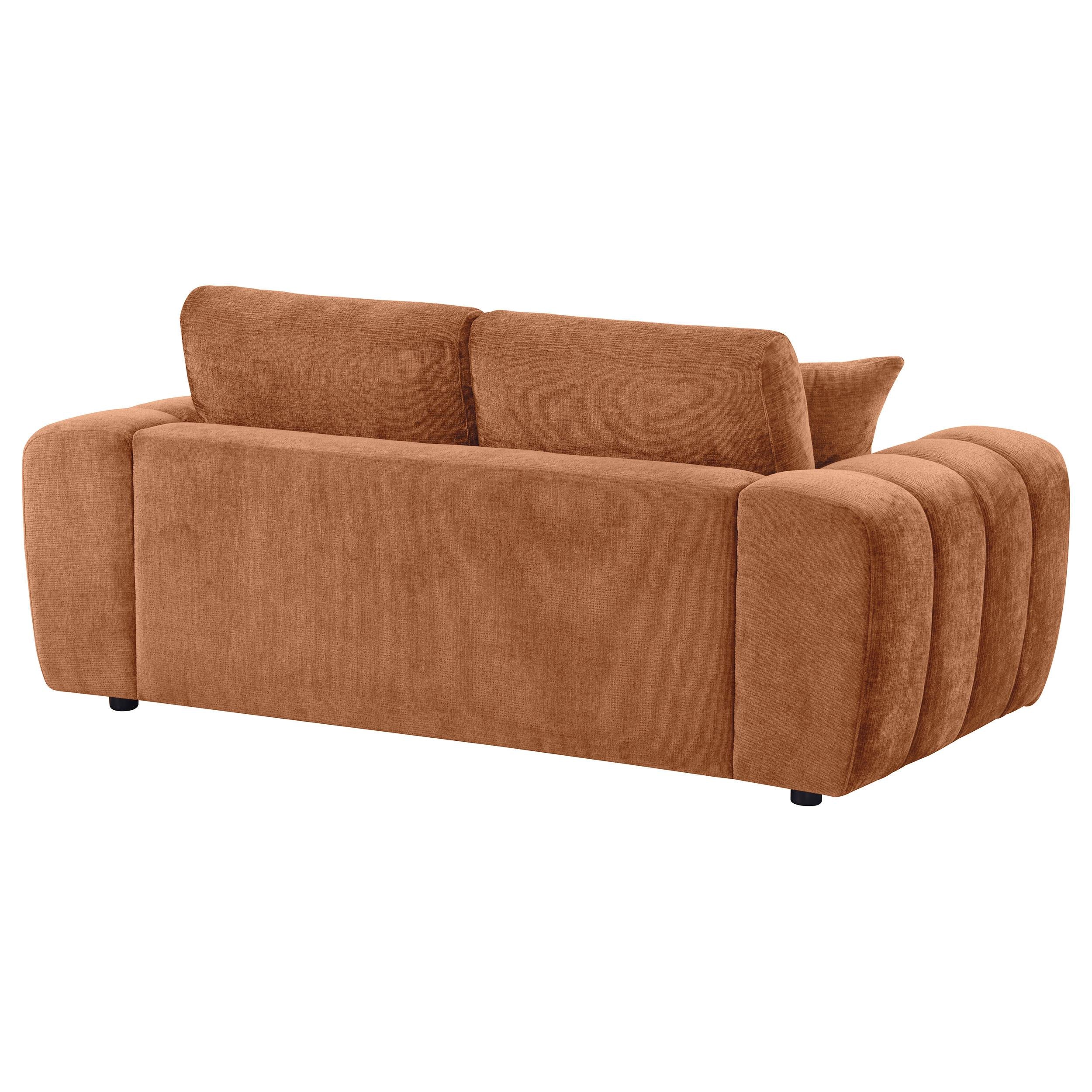  Coaster Furniture Burnett 504952 Chenille Upholstered Wide Arm Loveseat - Burnt Orange IMAGE 6