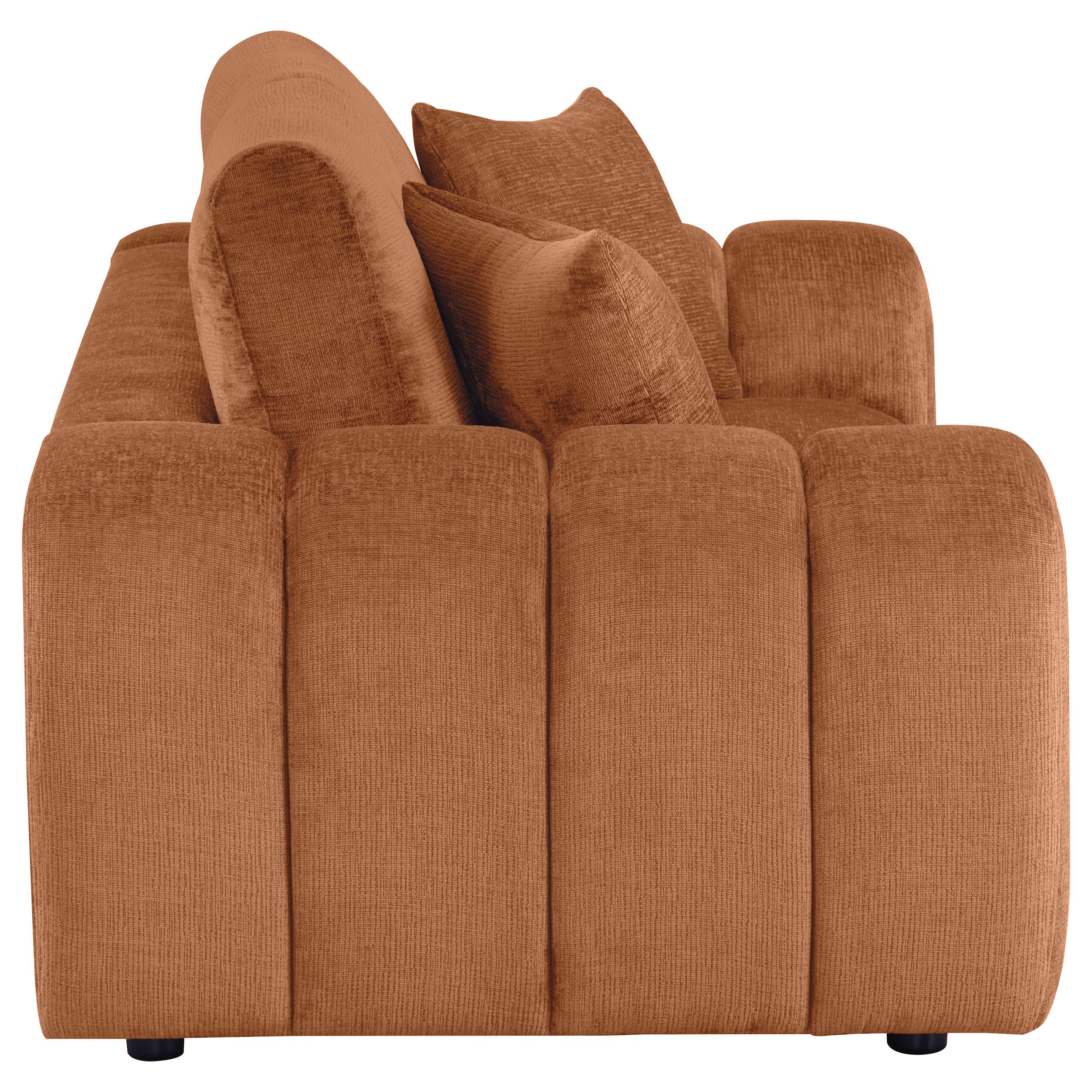  Coaster Furniture Burnett 504952 Chenille Upholstered Wide Arm Loveseat - Burnt Orange IMAGE 8